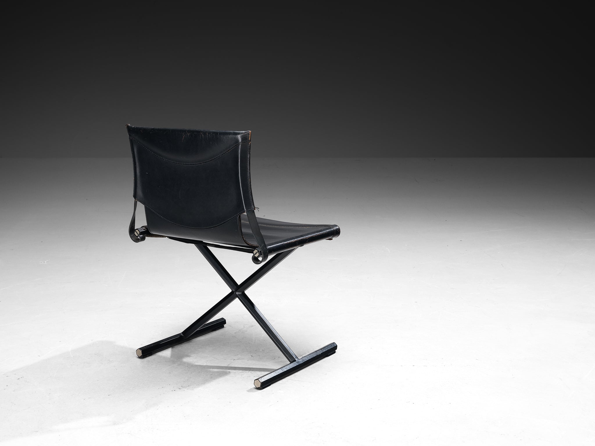 Afra & Tobia Scarpa for Goppion 'Bisante S1' Chair in Black Leather and Steel Seating Morentz