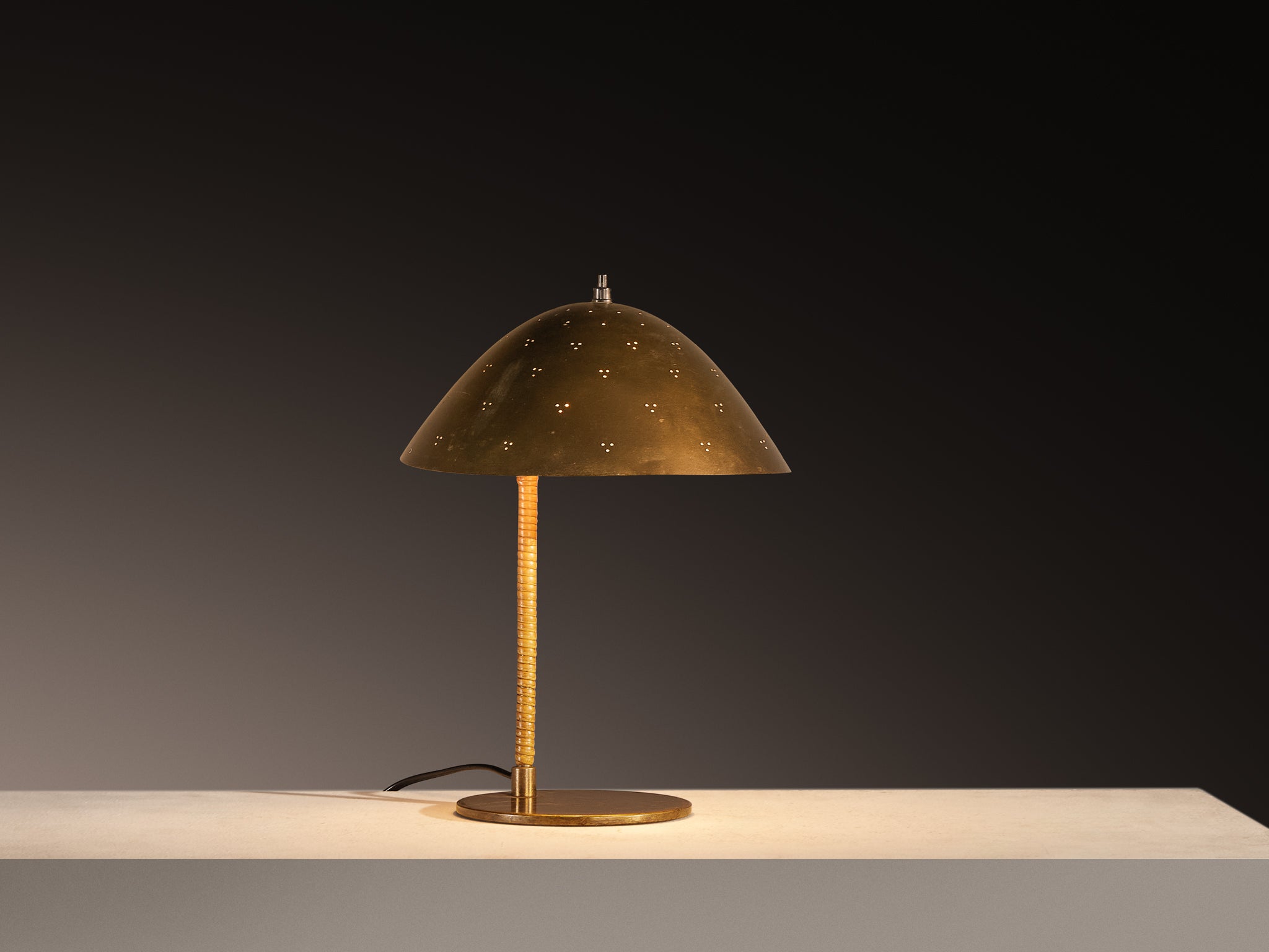 Paavo Tynell for Taito Oy '9209' Table Lamp in Brass and Cane Lighting Morentz