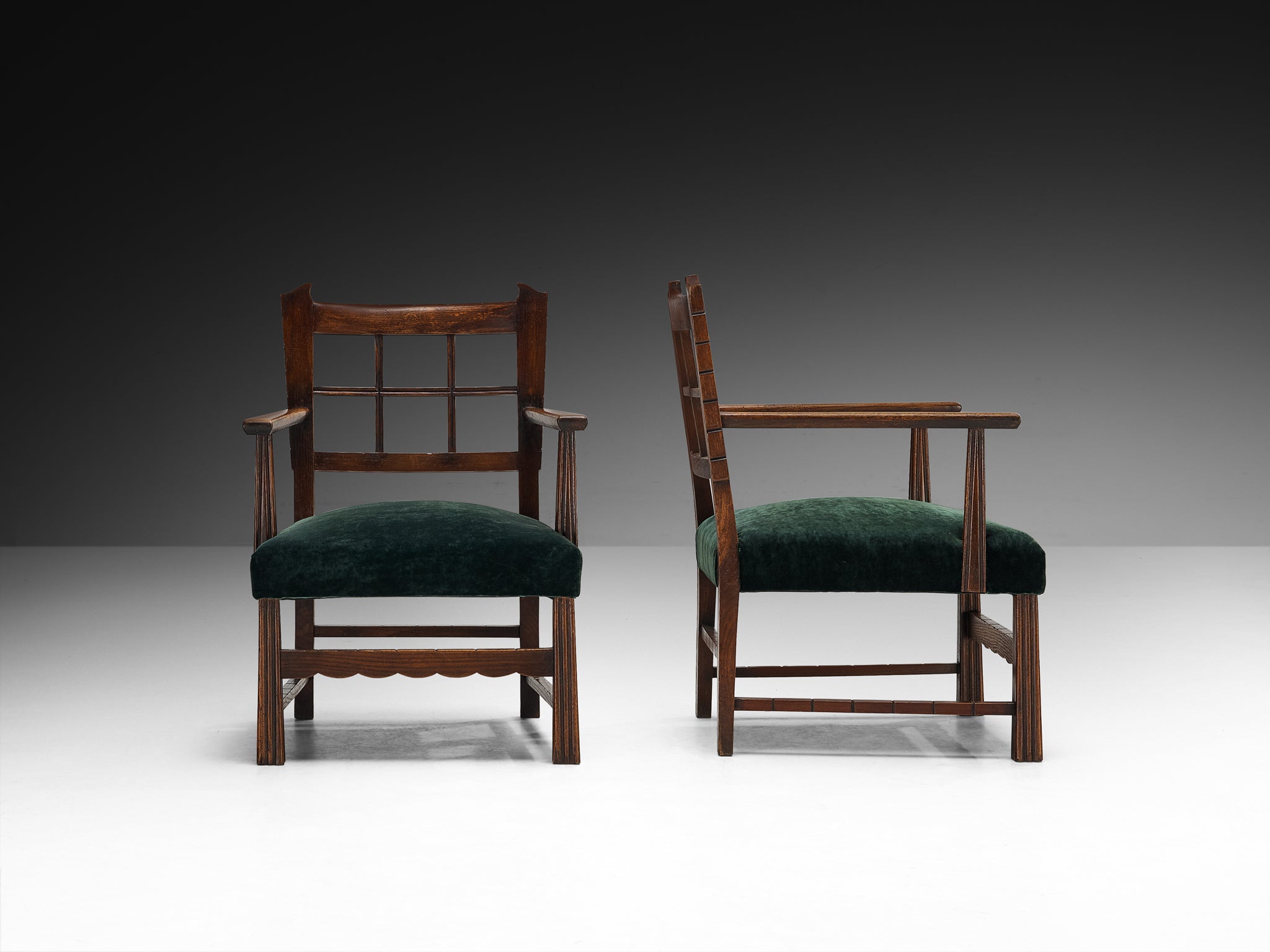 Ernesto Valabrega for Vittorio Valabrega Pair of Lounge Chairs in Pierre Frey Velvet Seating Morentz