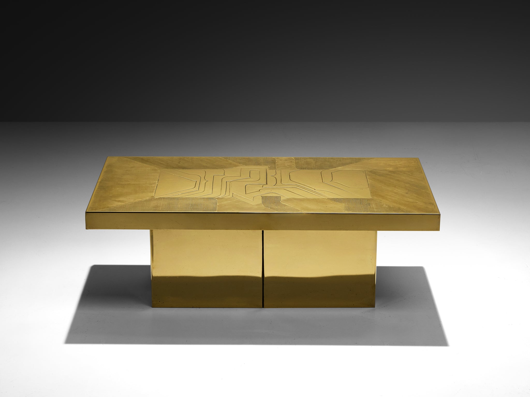Nadie Jenatzy Coffee Table in Etched Brass Tables Morentz