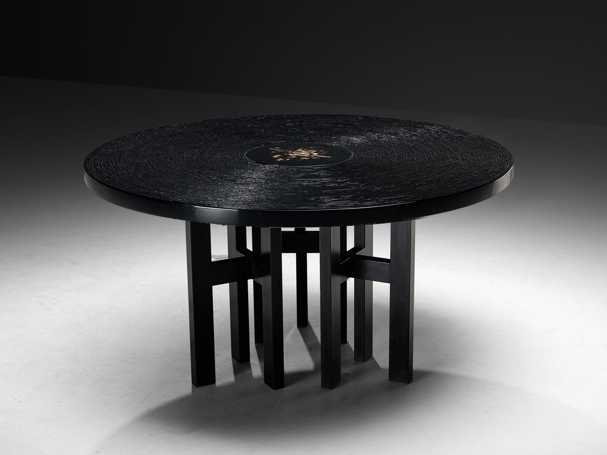 Jean Claude Dresse 'Crescendo' Dining or Center Table in Dark Resin Tables Morentz