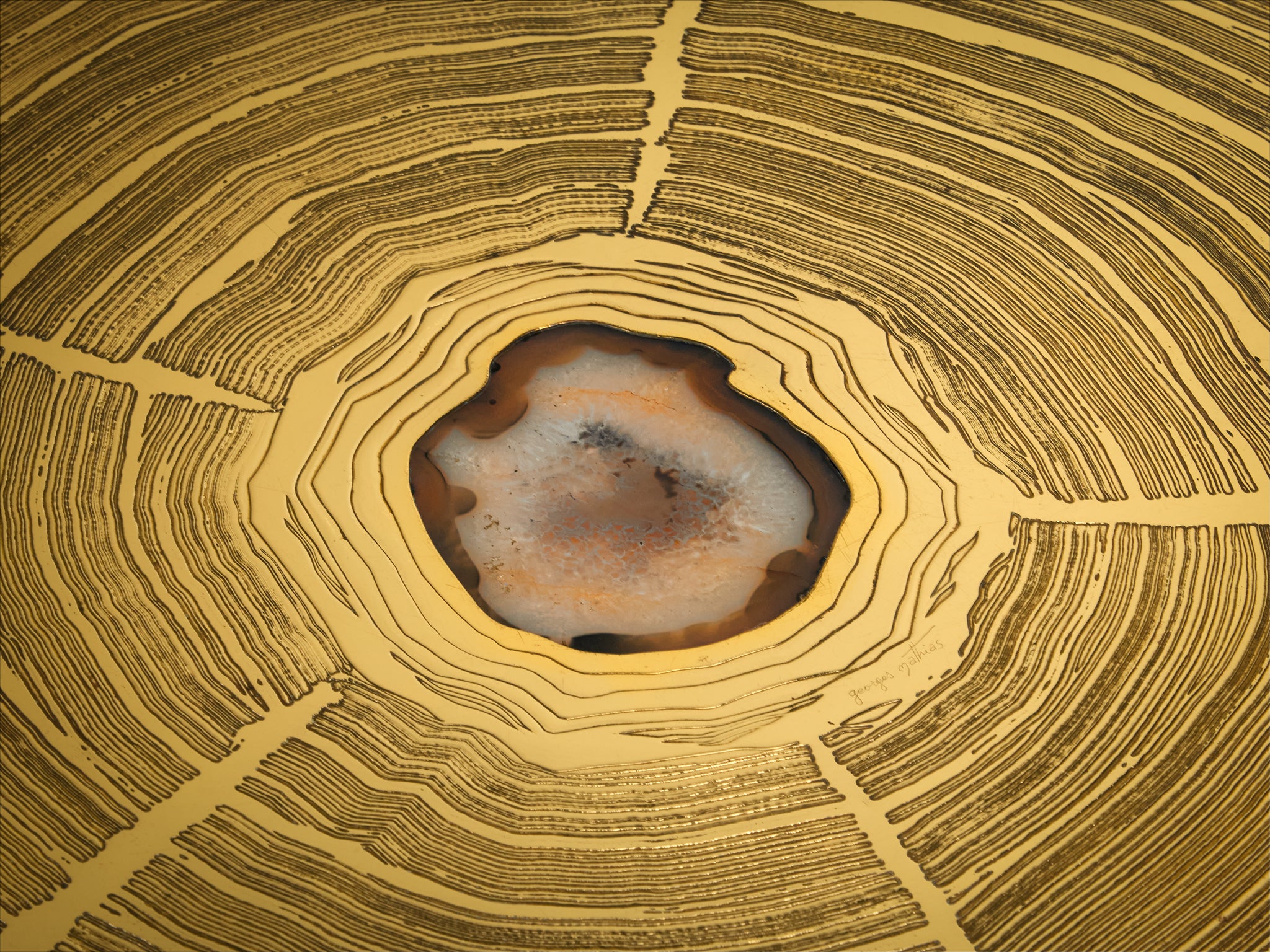 Georges Mathias Coffee Table in Brass and Agate Inlay Tables Morentz