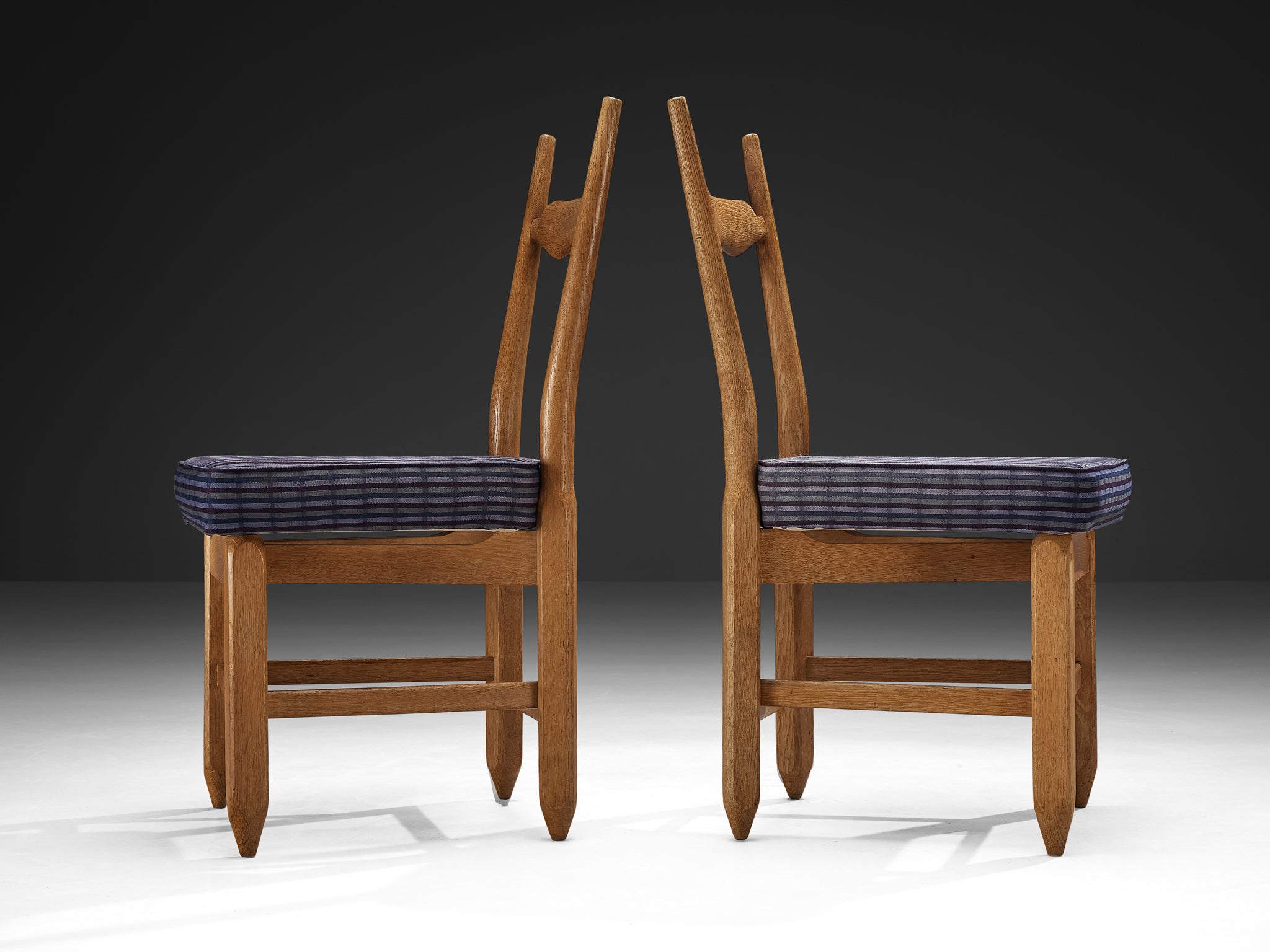 Guillerme & Chambron Set of Six 'Charles' Dining Chairs in Solid Oak Seating Morentz