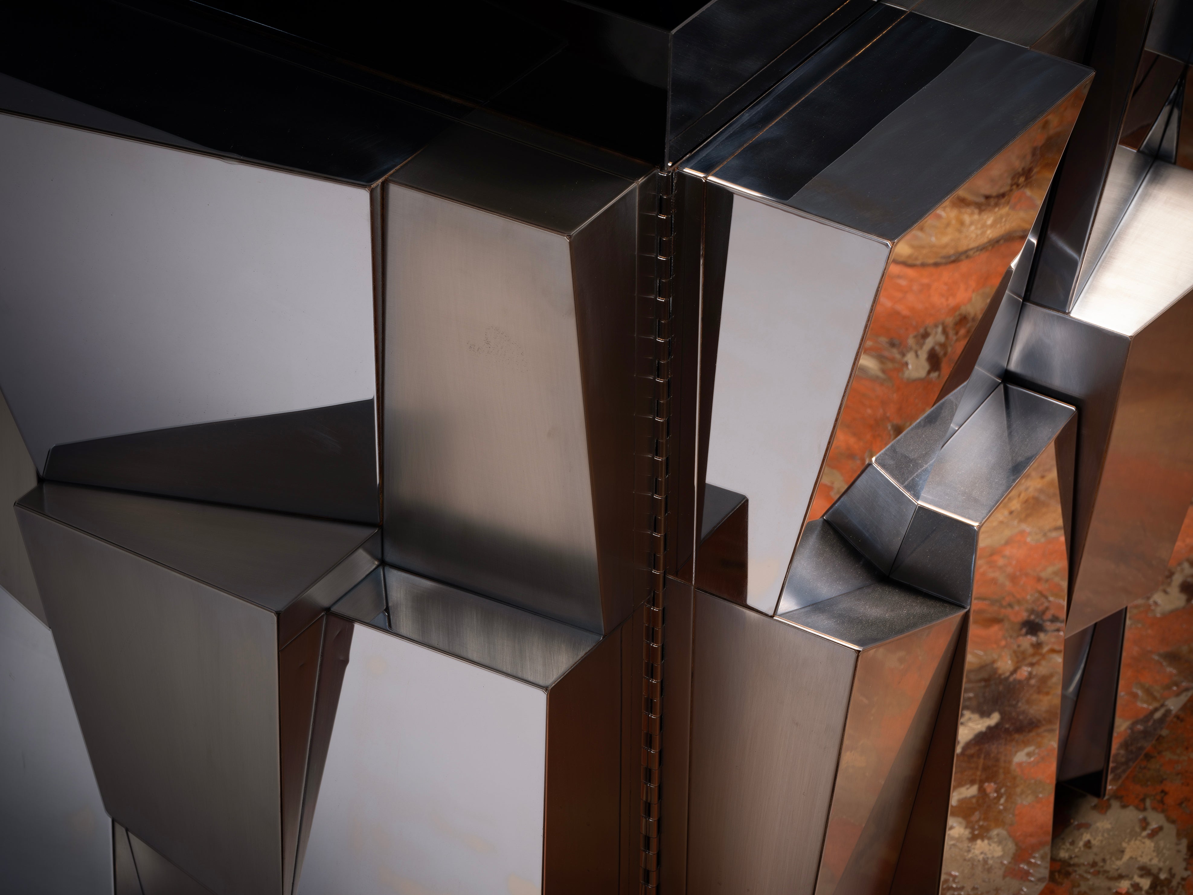 Paul Evans for Directional Faceted 'PE 300' Cabinet in Steel Case pieces and storage cabinets Morentz