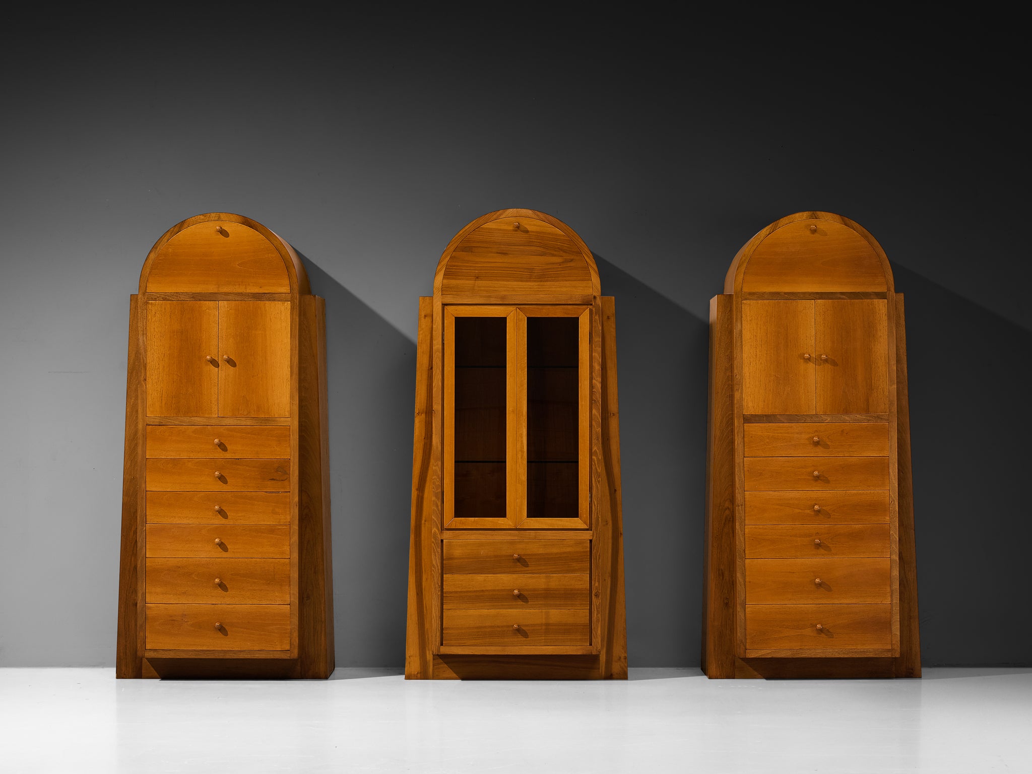 1970s Italian Tall Cabinets in Walnut Case pieces and storage cabinets Morentz