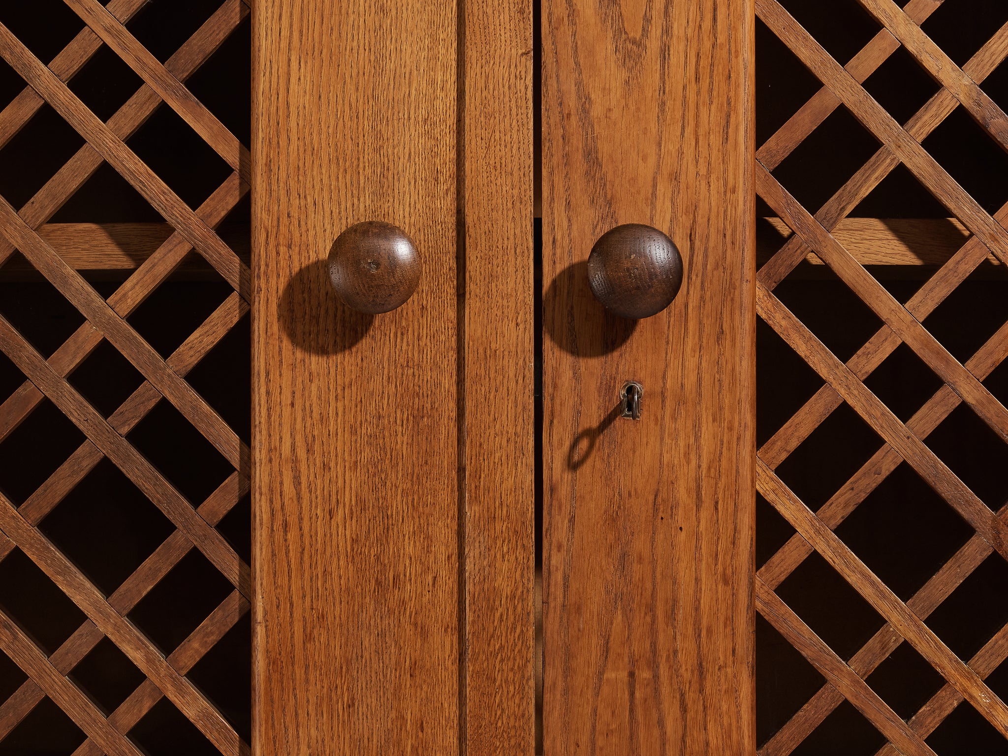 1940s Cabinet in Solid Oak with Latticework Case pieces and storage cabinets Morentz