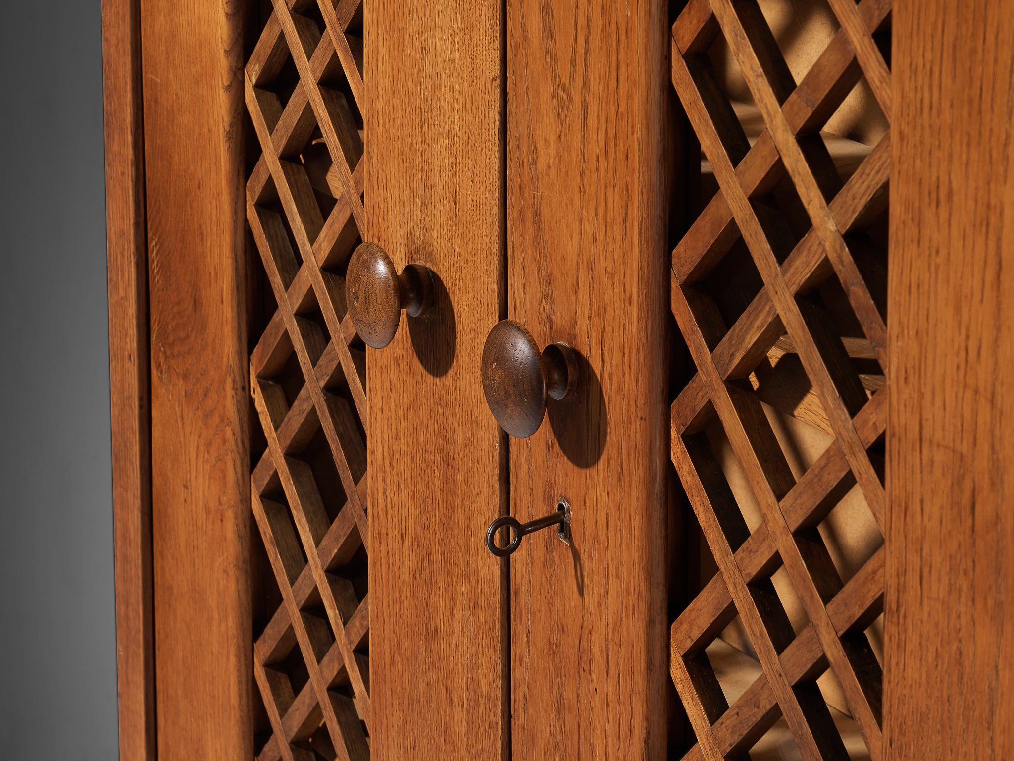 1940s Cabinet in Solid Oak with Latticework Case pieces and storage cabinets Morentz