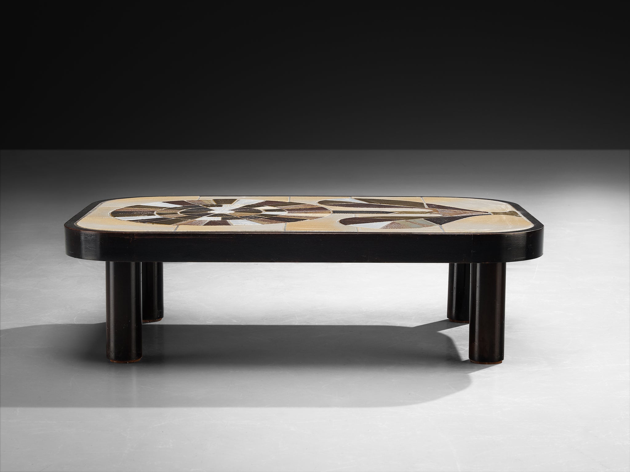 Roger Capron Coffee Table in Ceramic with Floral Motif