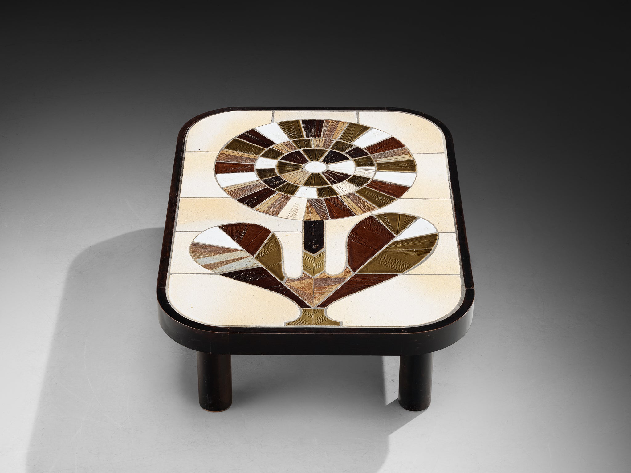 Roger Capron Coffee Table in Ceramic with Floral Motif Tables Morentz