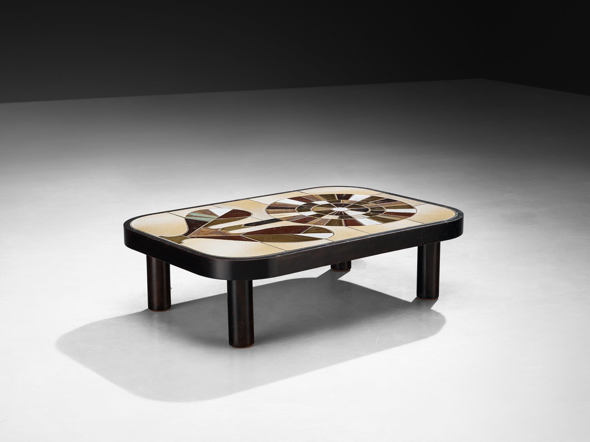 Roger Capron Coffee Table in Ceramic with Floral Motif