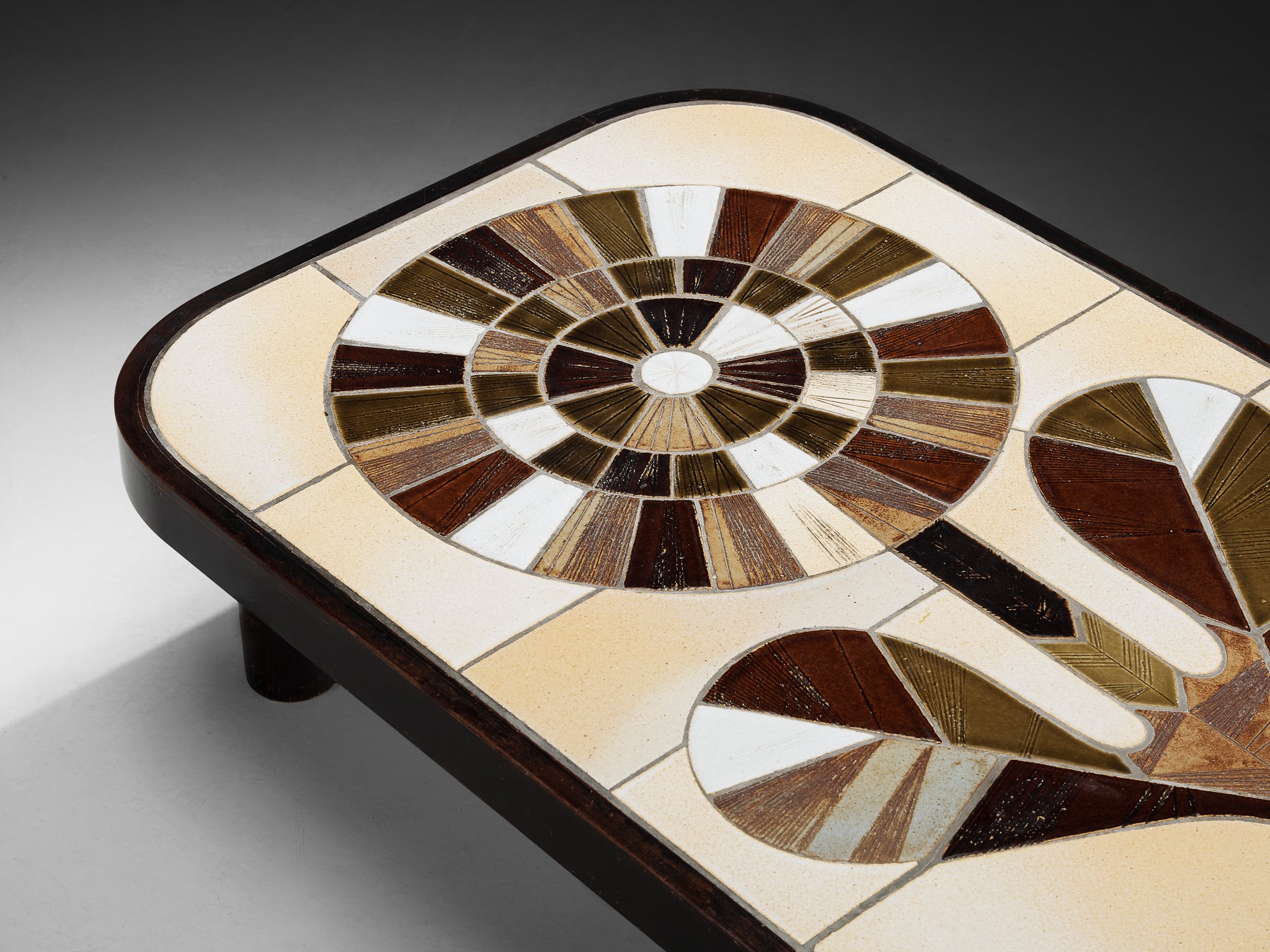 Roger Capron Coffee Table in Ceramic with Floral Motif Tables Morentz