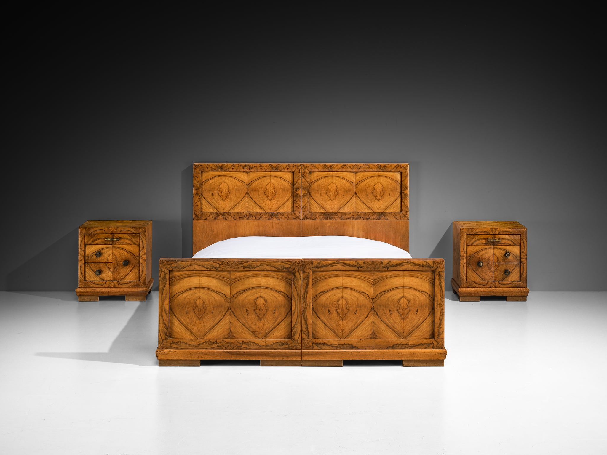 Gaetano Borsani for Atelier di Varedo Bedroom Set in Walnut Burl and Brass More Furniture and Collectibles Morentz