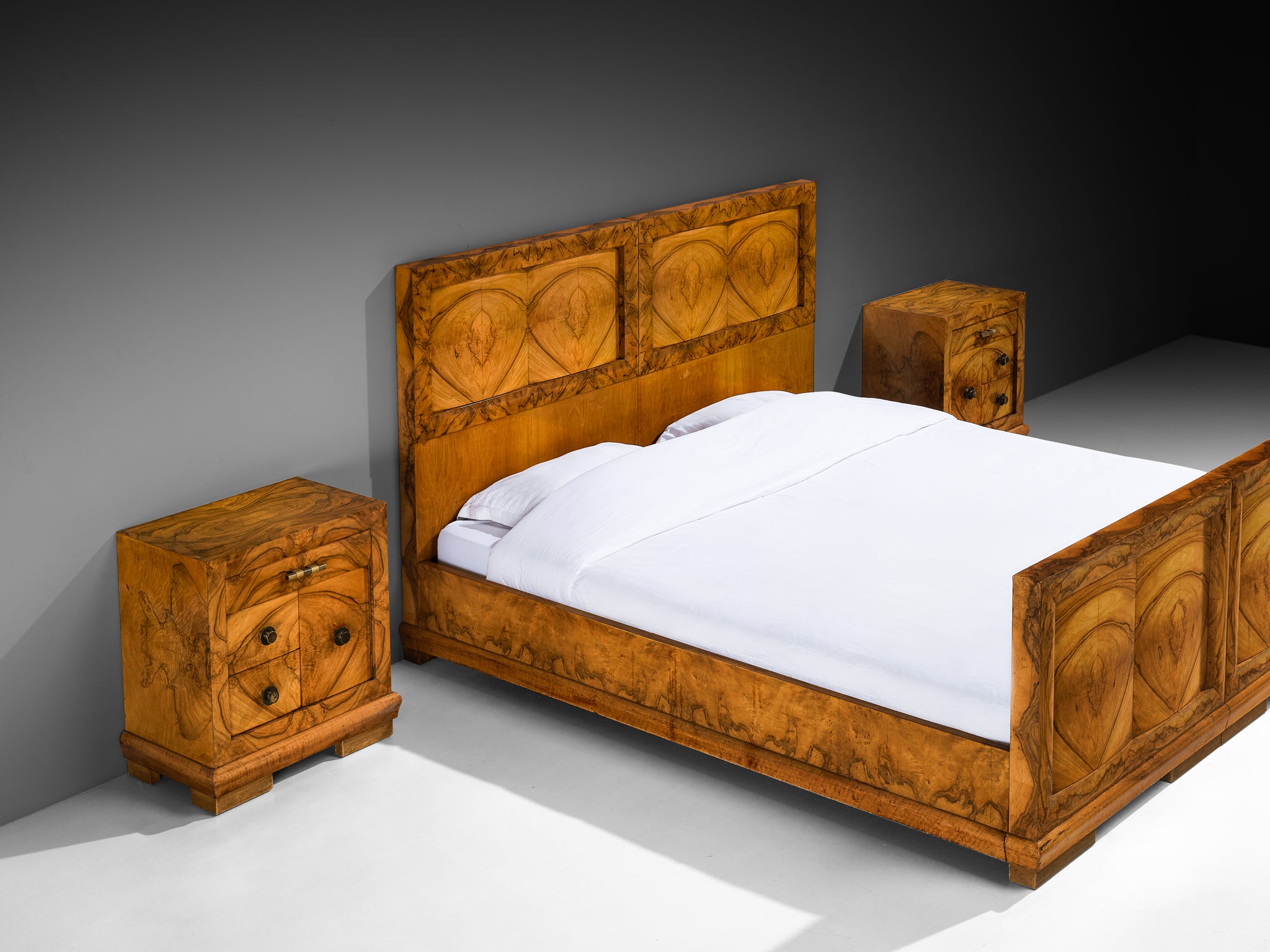 Gaetano Borsani for Atelier di Varedo Bedroom Set in Walnut Burl and Brass More Furniture and Collectibles Morentz