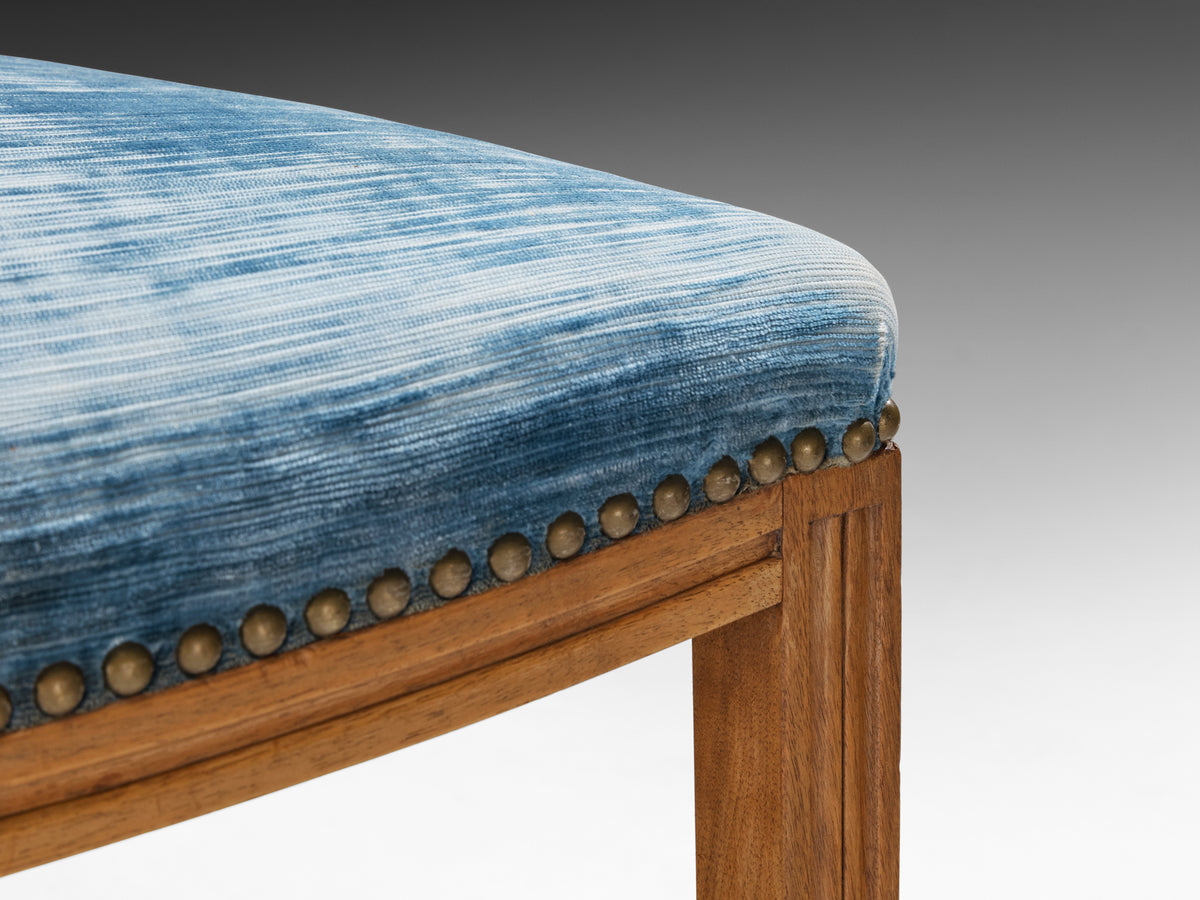 Nordic Set of Twelve Dining Chairs in Walnut and Velvet by Danish Cabinetmaker Seating Morentz