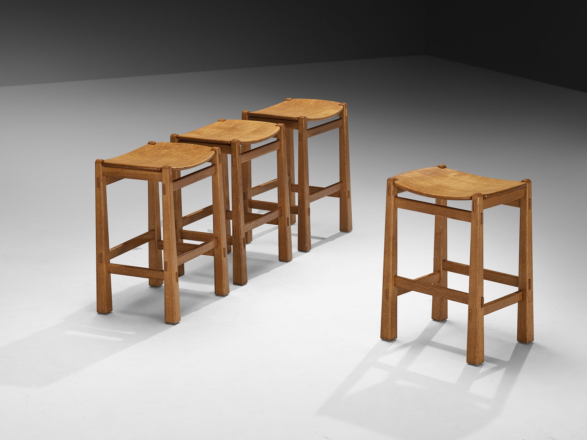 Giuseppe Rivadossi for Officina Rivadossi High Bar Stools in Oak Seating Morentz