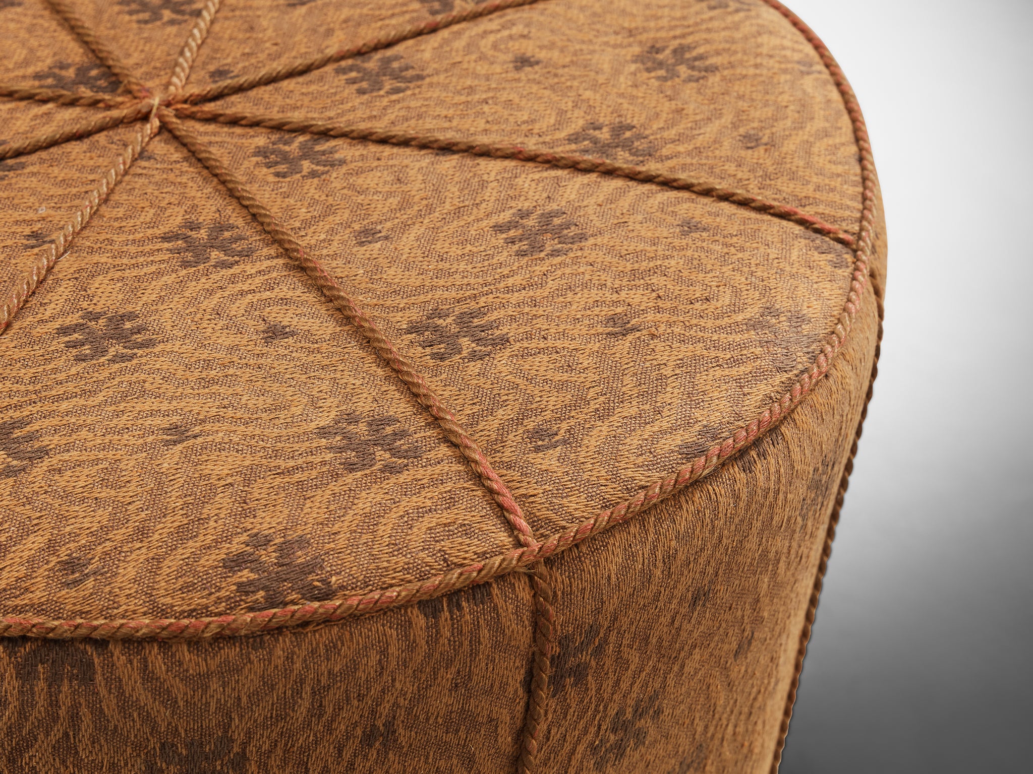 Jindrich Halabala Round Stool in Decorative Fabric Seating Morentz