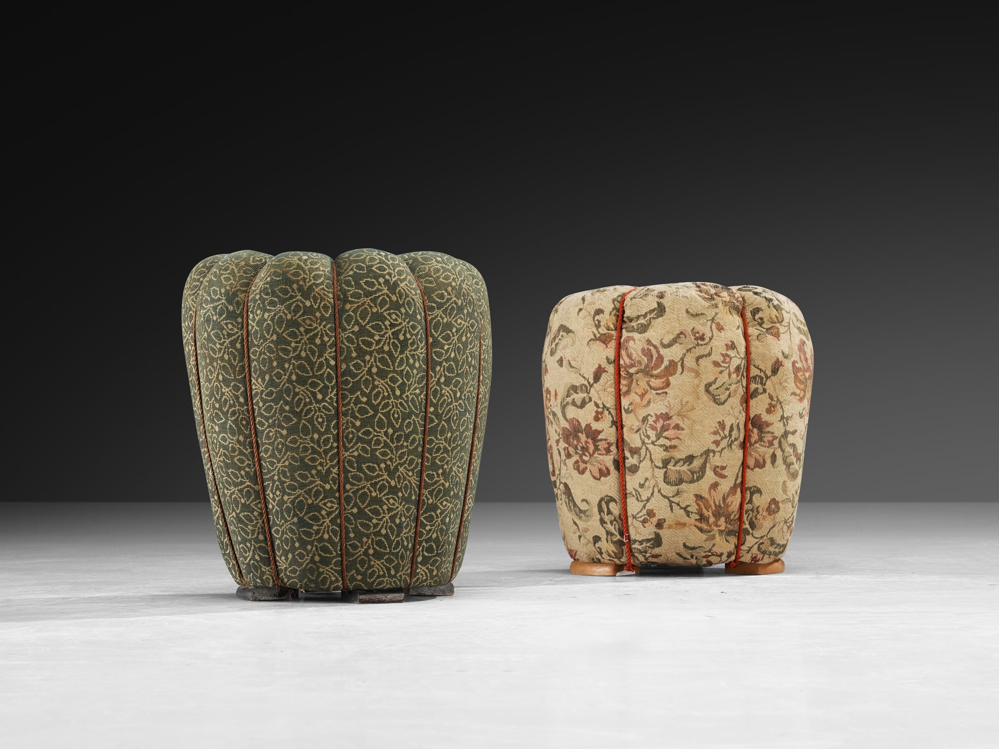 Jindrich Halabala Stools in Decorative Upholstery Seating Morentz