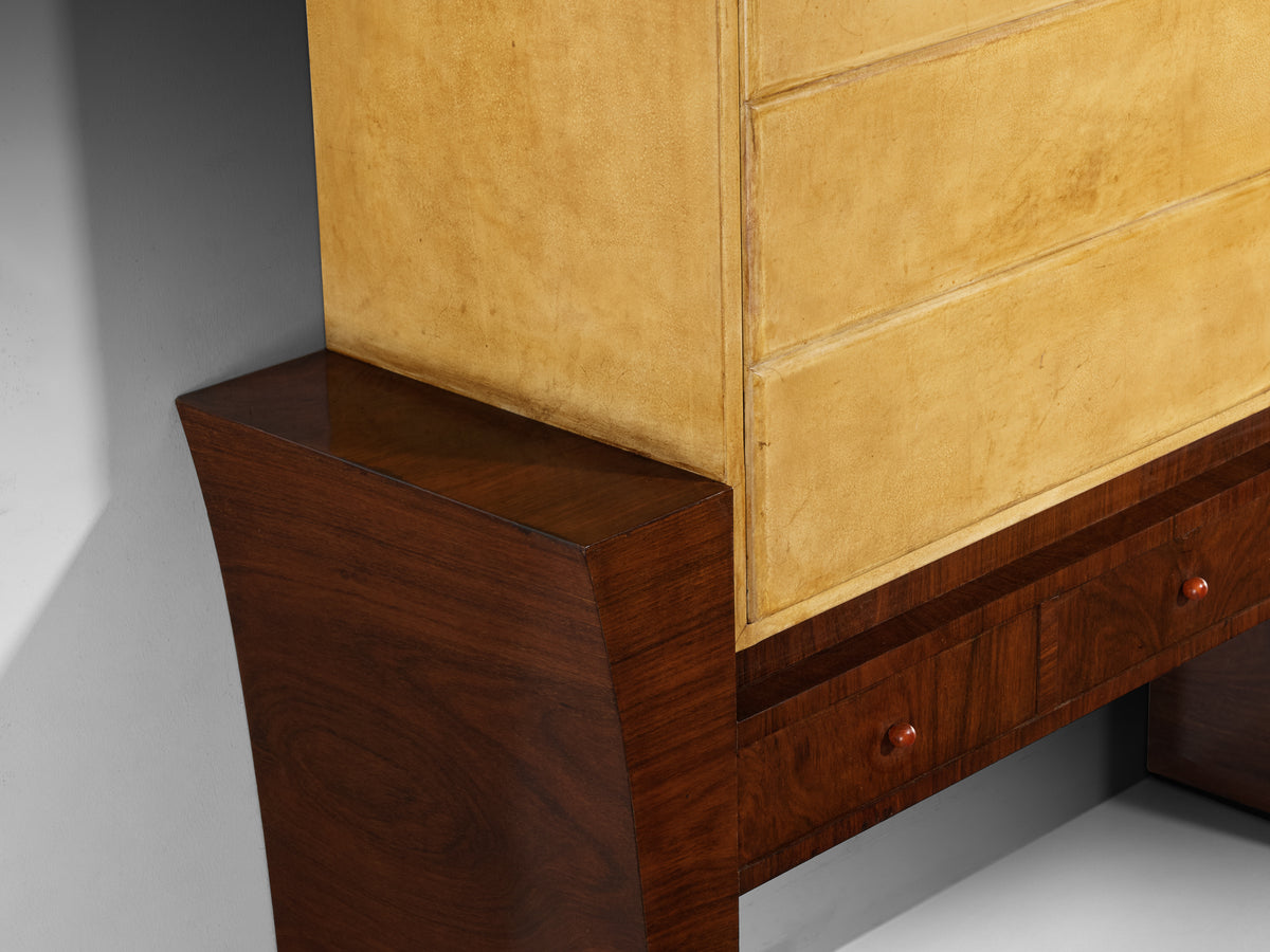 Guglielmo Ulrich for Ar.Ca Milano Bar Cabinet in Wood and Parchment