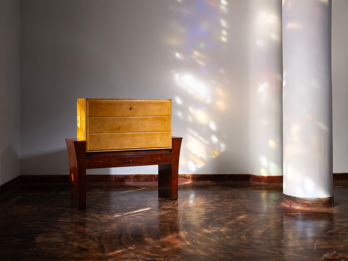 Guglielmo Ulrich for Ar.Ca Milano Bar Cabinet in Wood and Parchment