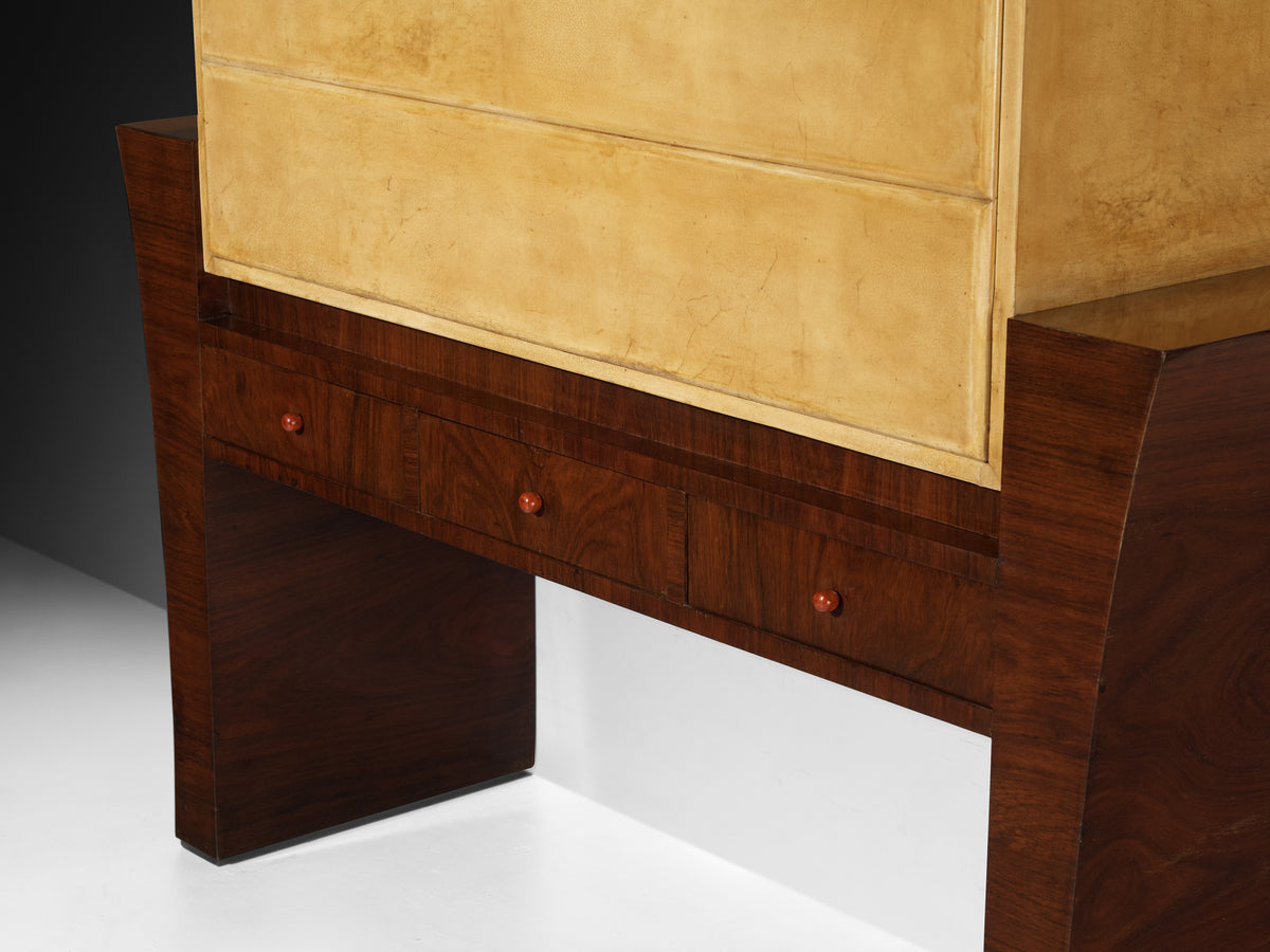 Guglielmo Ulrich for Ar.Ca Milano Bar Cabinet in Wood and Parchment