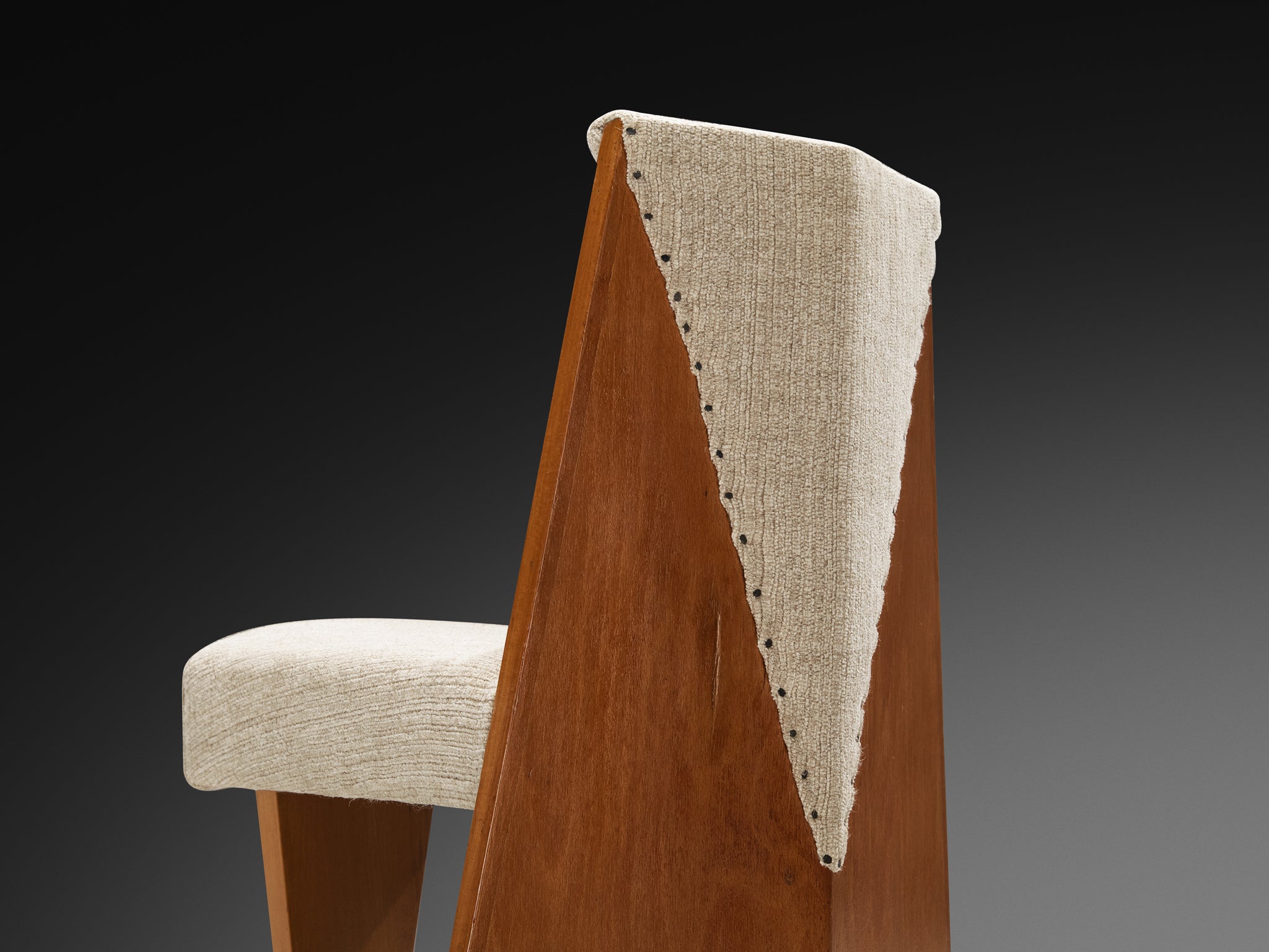 Laurens Groen Art Deco Side Chairs in Wood and Wool Seating Morentz