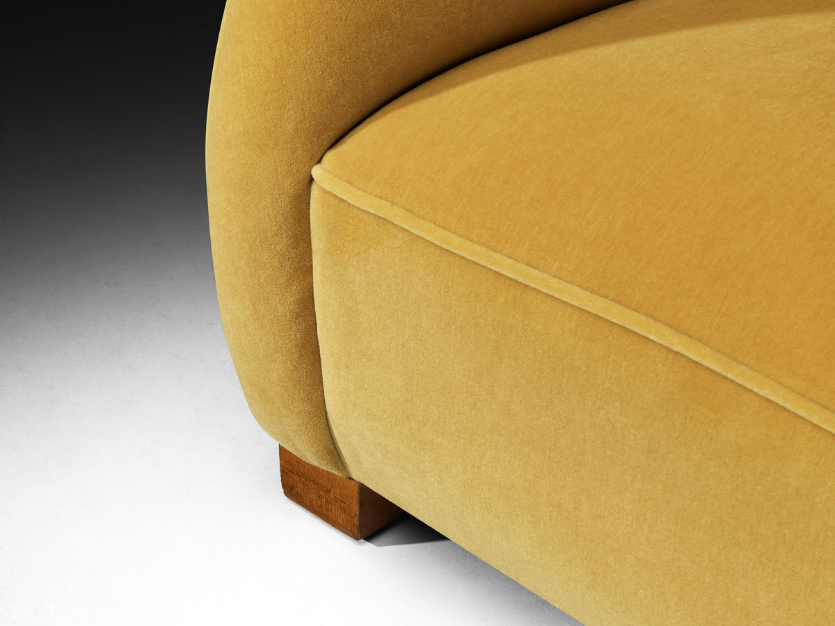 1930s Extremely Grand Danish Lounge Chair Reupholstered in Yellow Mohair Seating Morentz