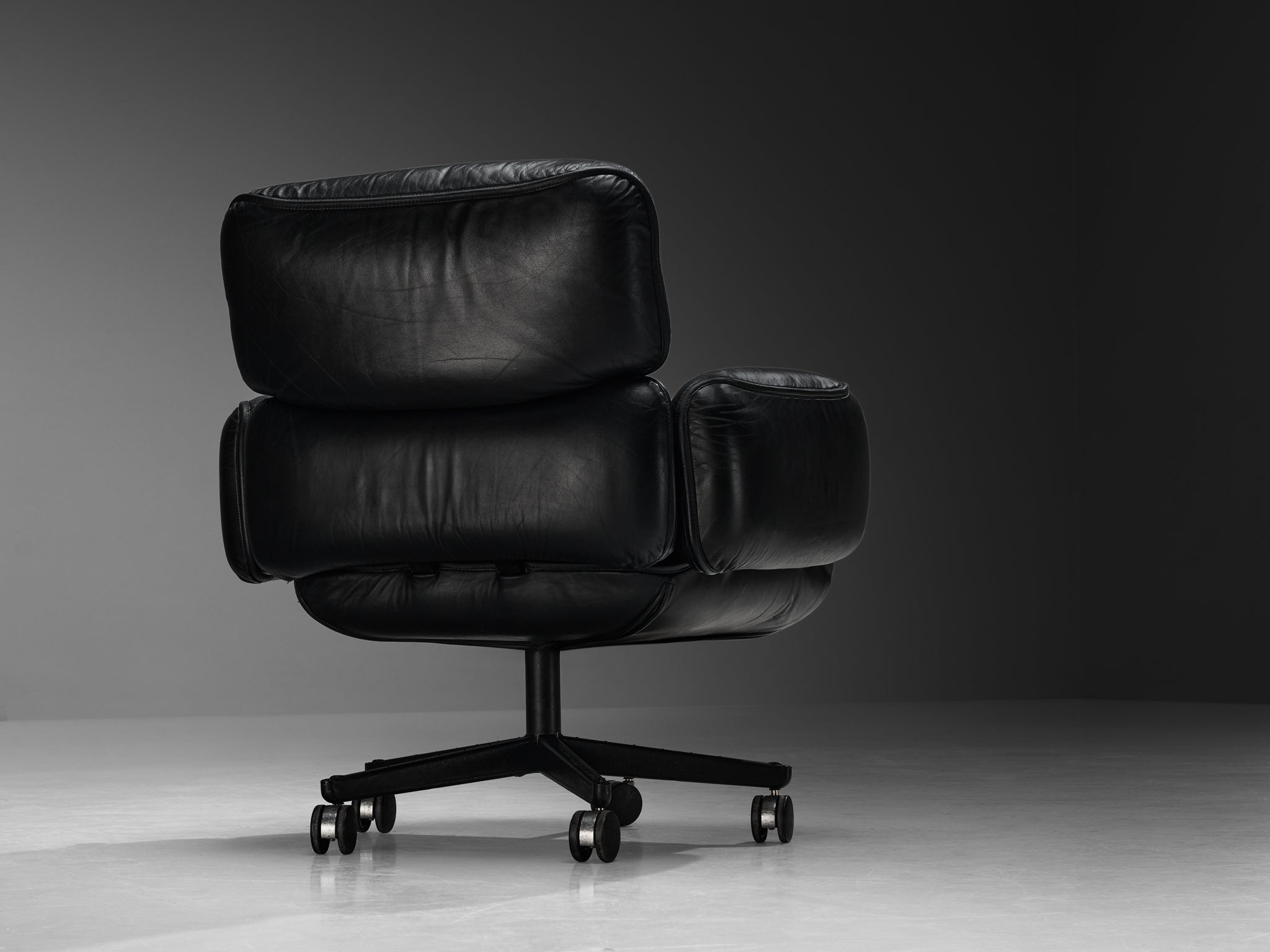 Otto Zapf for Knoll Swivel Desk Chair in Black Leather