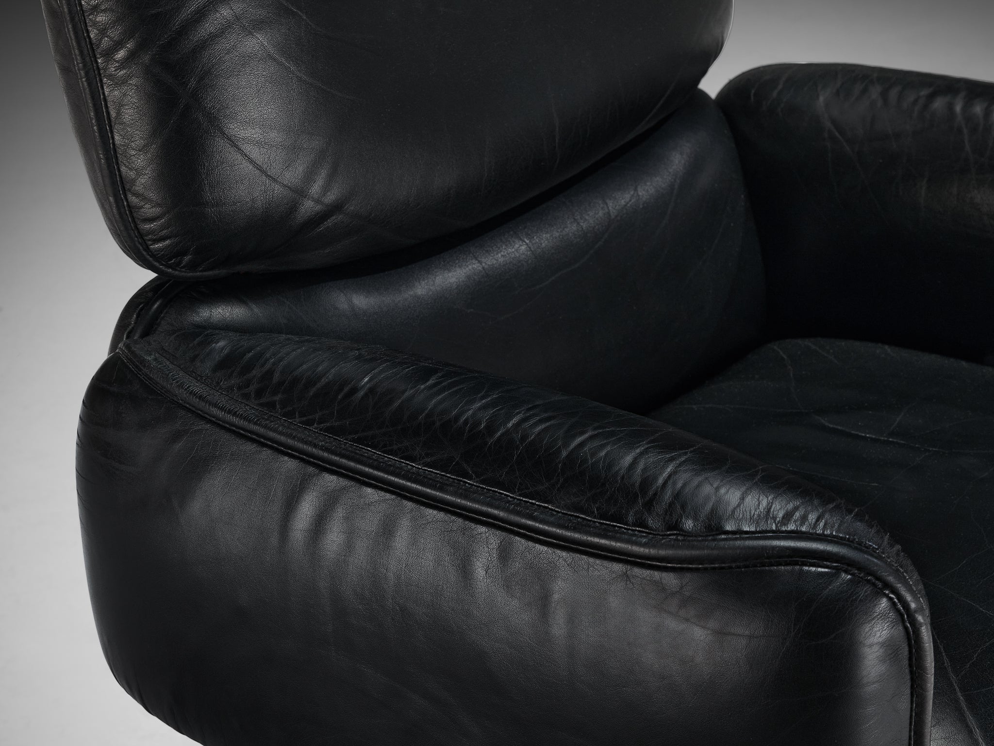 Otto Zapf for Knoll Swivel Desk Chair in Black Leather