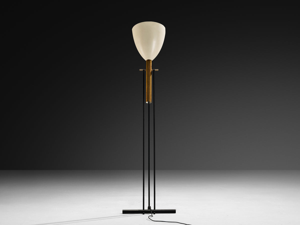 Angelo Lelii for Arredoluce ‘Televisione’ Floor Lamp in Brass and Aluminum Lighting Morentz