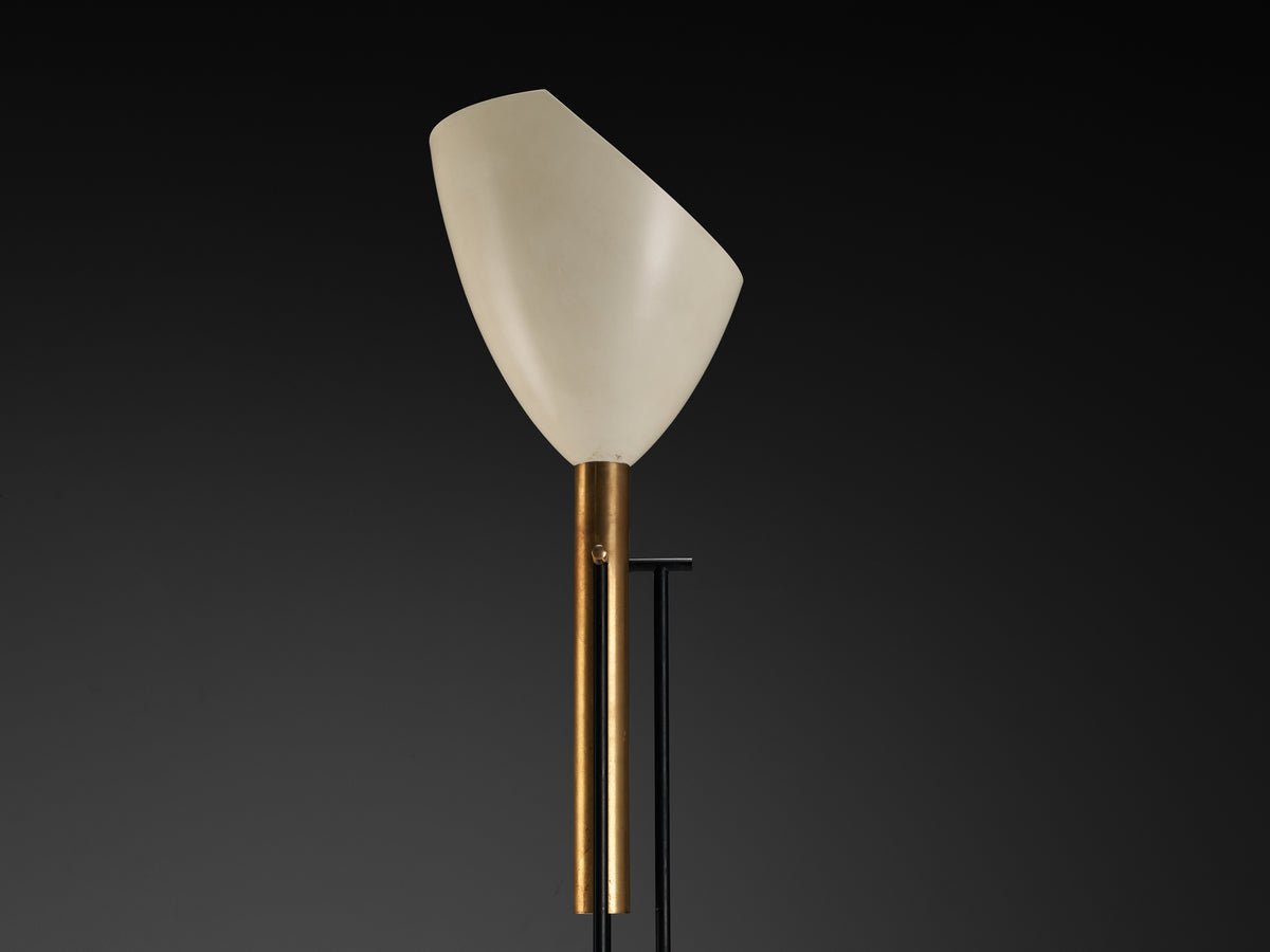 Angelo Lelii for Arredoluce ‘Televisione’ Floor Lamp in Brass and Aluminum Lighting Morentz