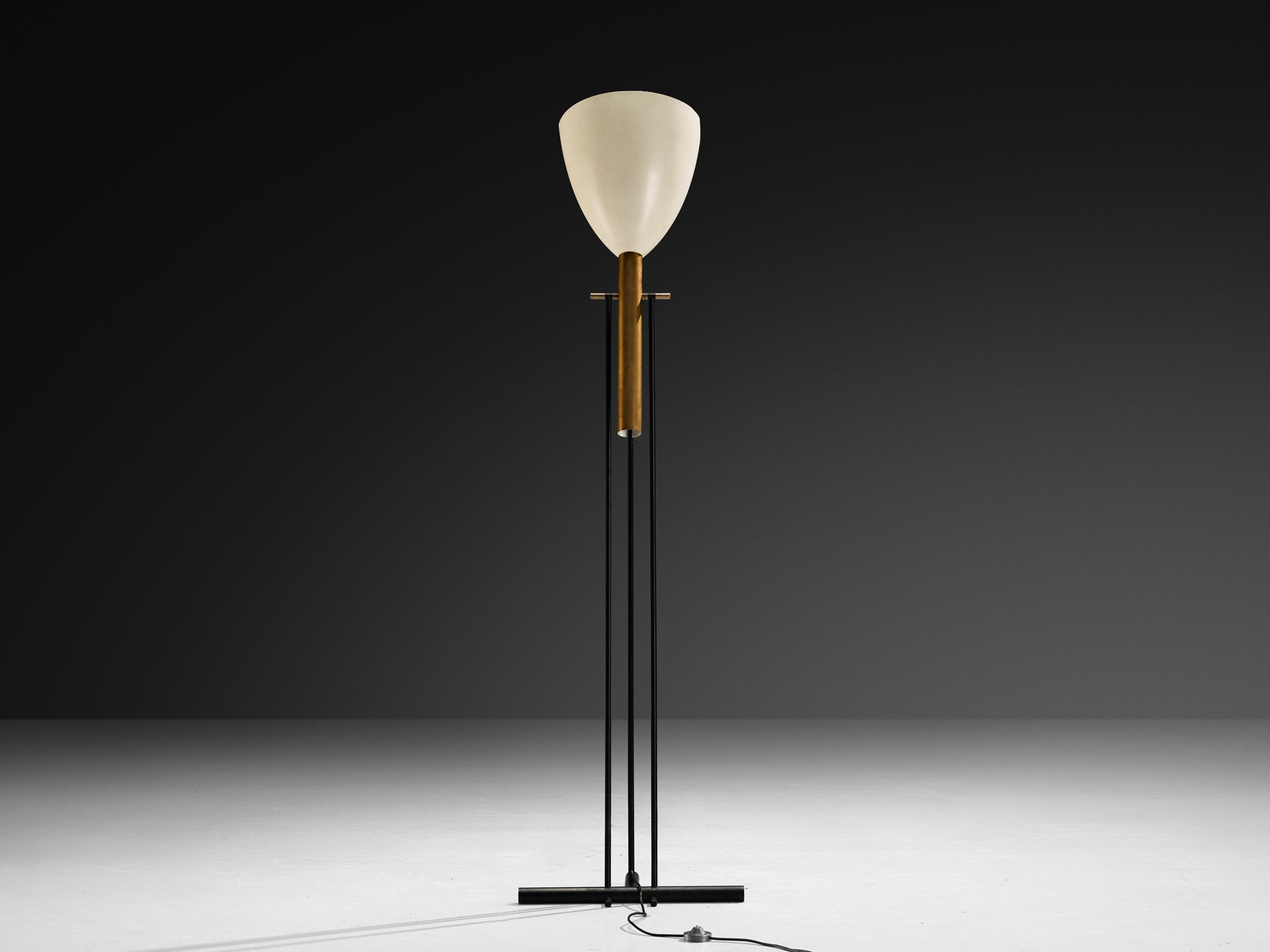 Angelo Lelii for Arredoluce ‘Televisione’ Floor Lamp in Brass and Aluminum Lighting Morentz