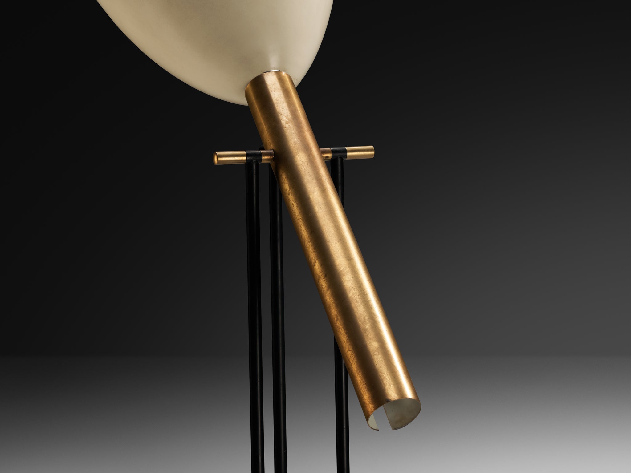 Angelo Lelii for Arredoluce ‘Televisione’ Floor Lamp in Brass and Aluminum Lighting Morentz
