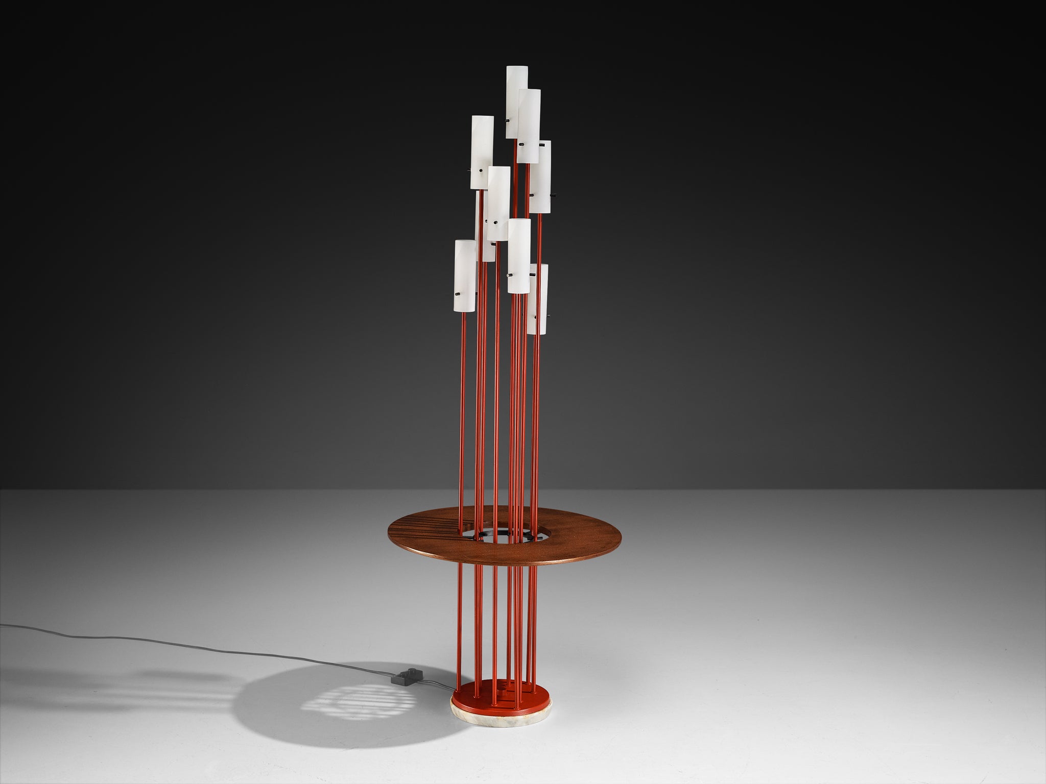 1950s Mid-Century Modern Italian Floor Lamp with Integrated Side Table in Teak Lighting Morentz