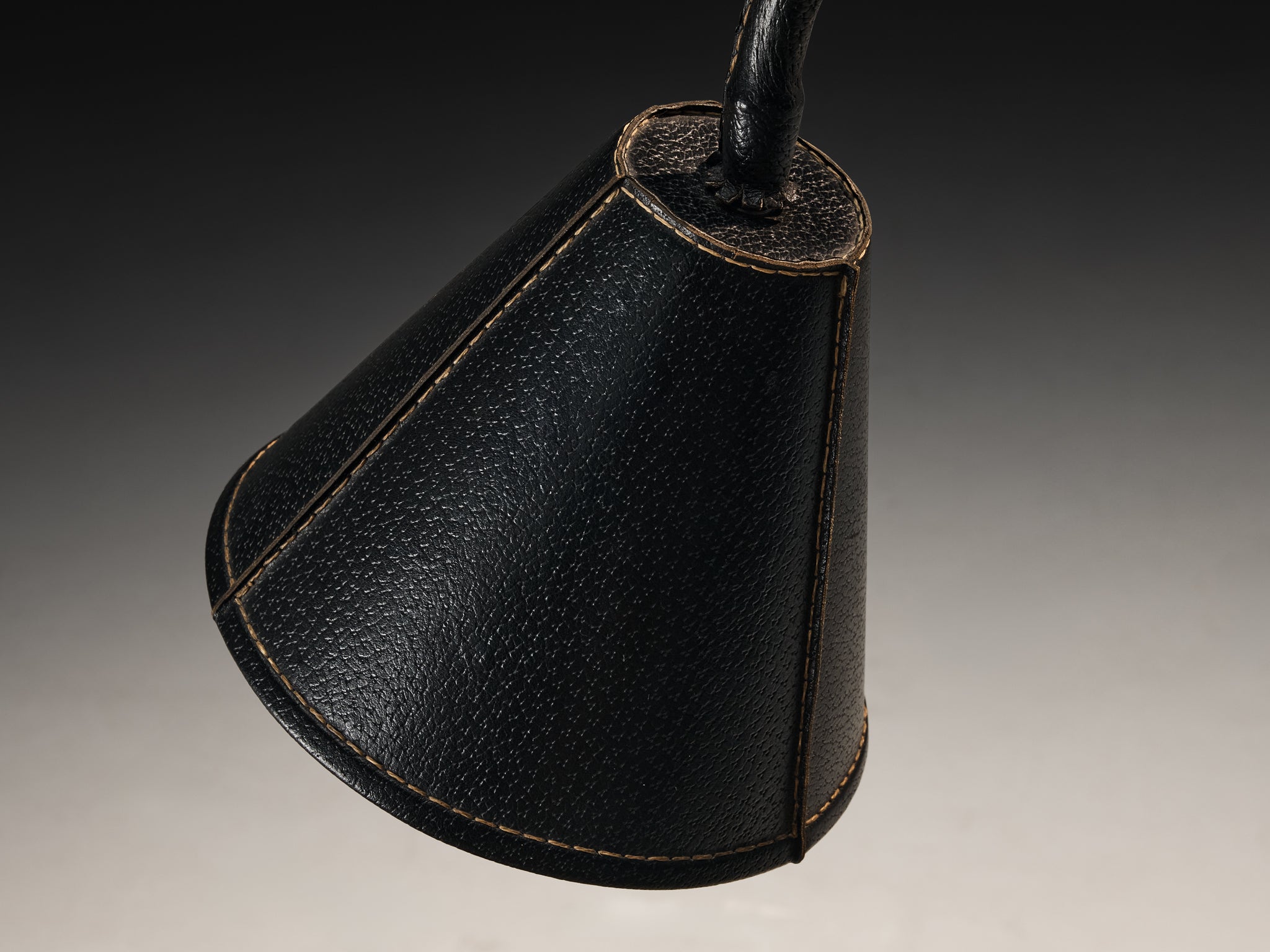 Valentí Spanish Floor Lamp in Black Stitched Saddle Leather Lighting Morentz