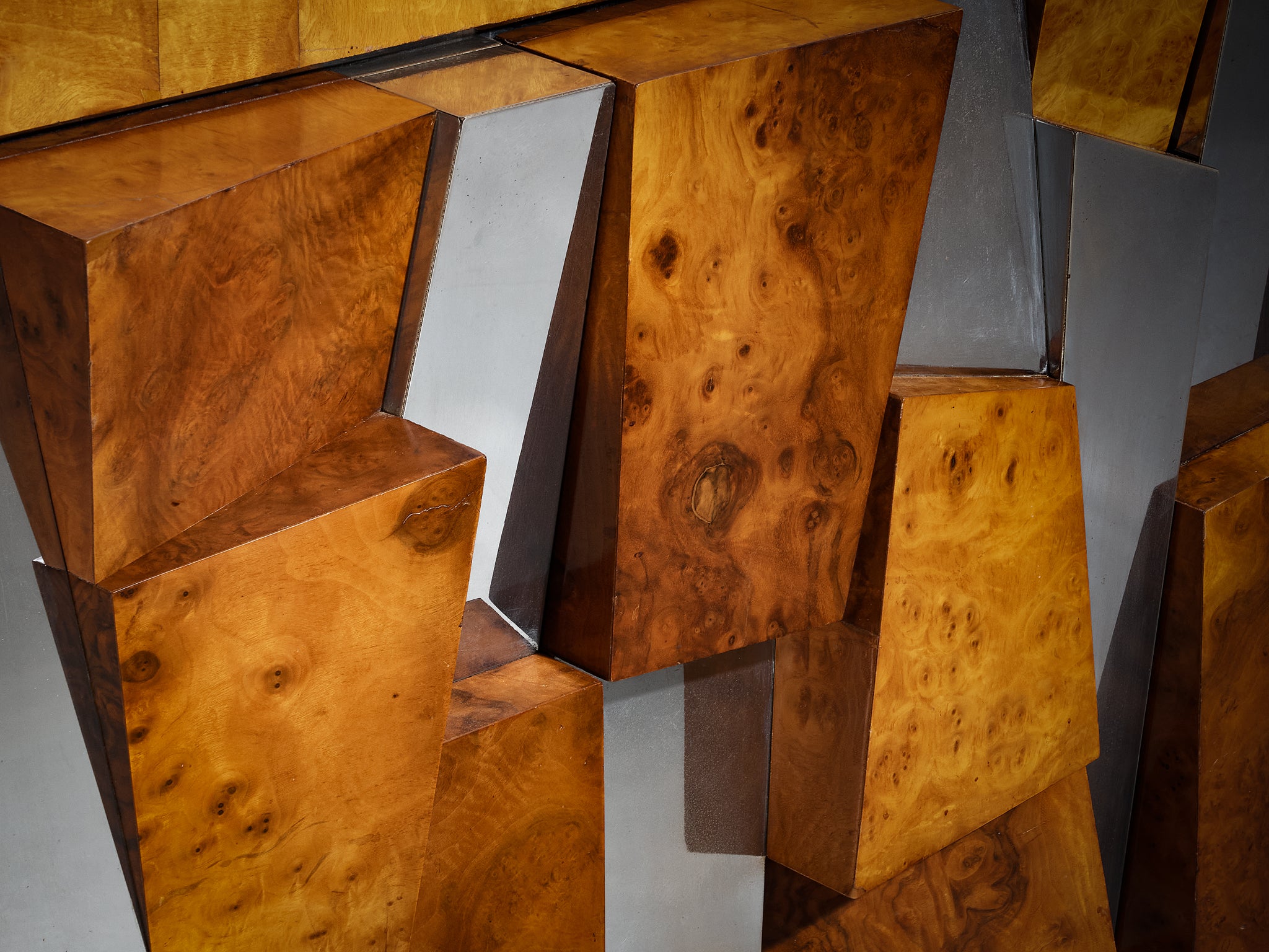 Paul Evans for Directional 'PE 300' Faceted Sideboard in Chrome and Burlwood Case pieces and storage cabinets Morentz
