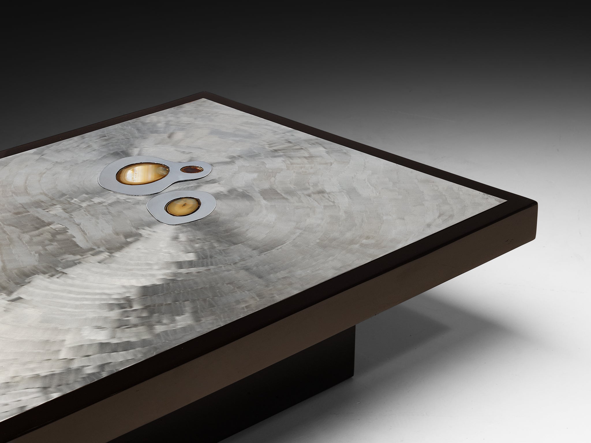 teto　コンパネ　テーブル Jean Claude Dresse Coffee Table in Steel and Resin Inlayed with Agate