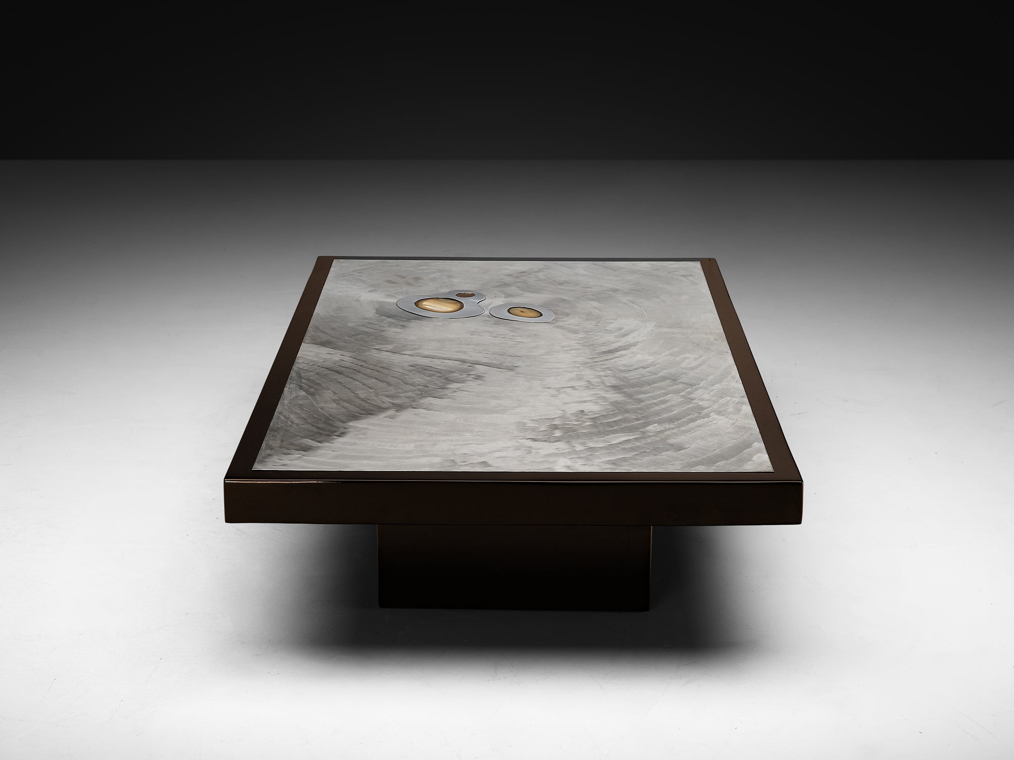 Jean Claude Dresse Coffee Table in Steel and Resin Inlayed with Agate