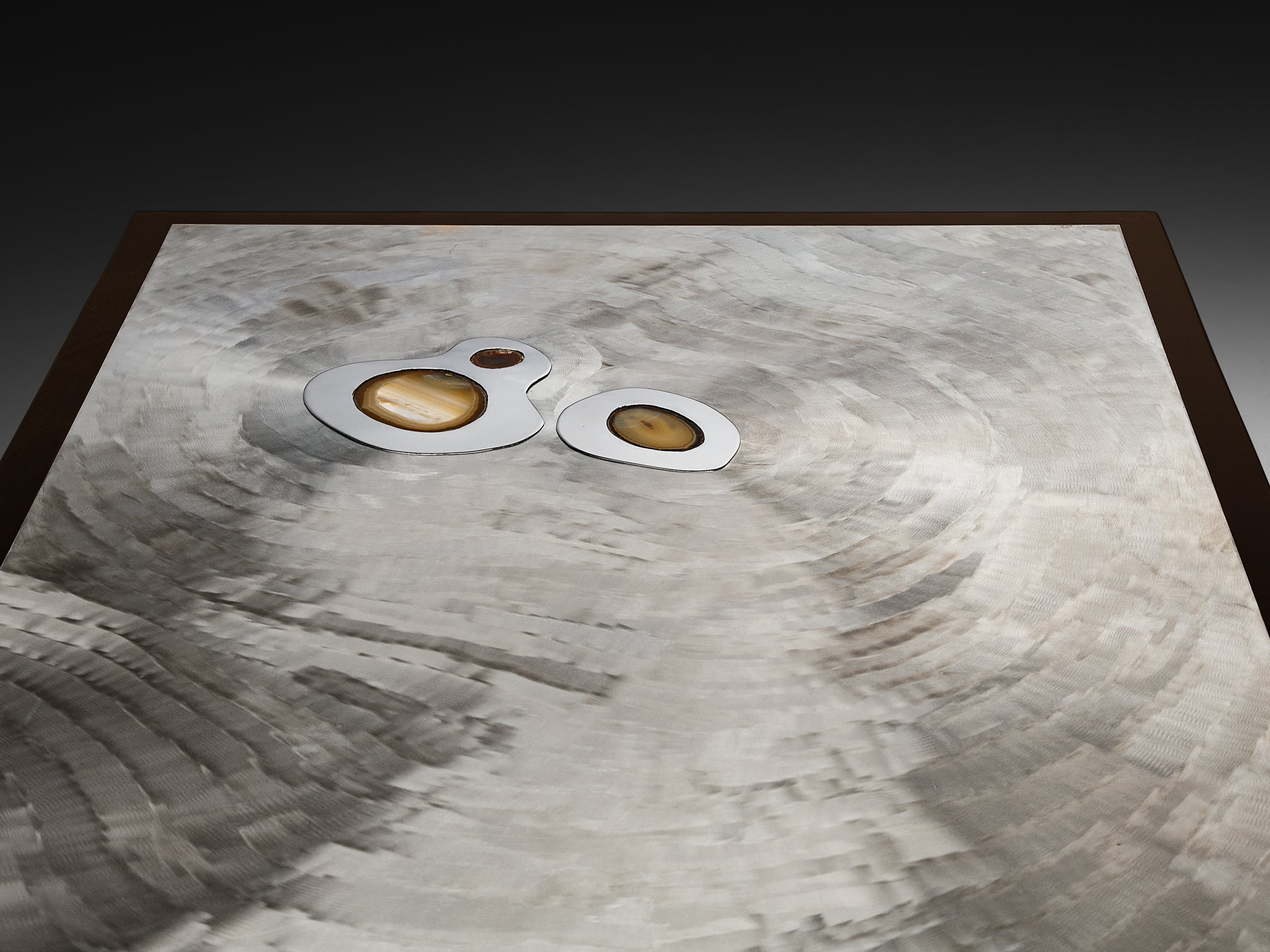 Jean Claude Dresse Coffee Table in Steel and Resin Inlayed with Agate