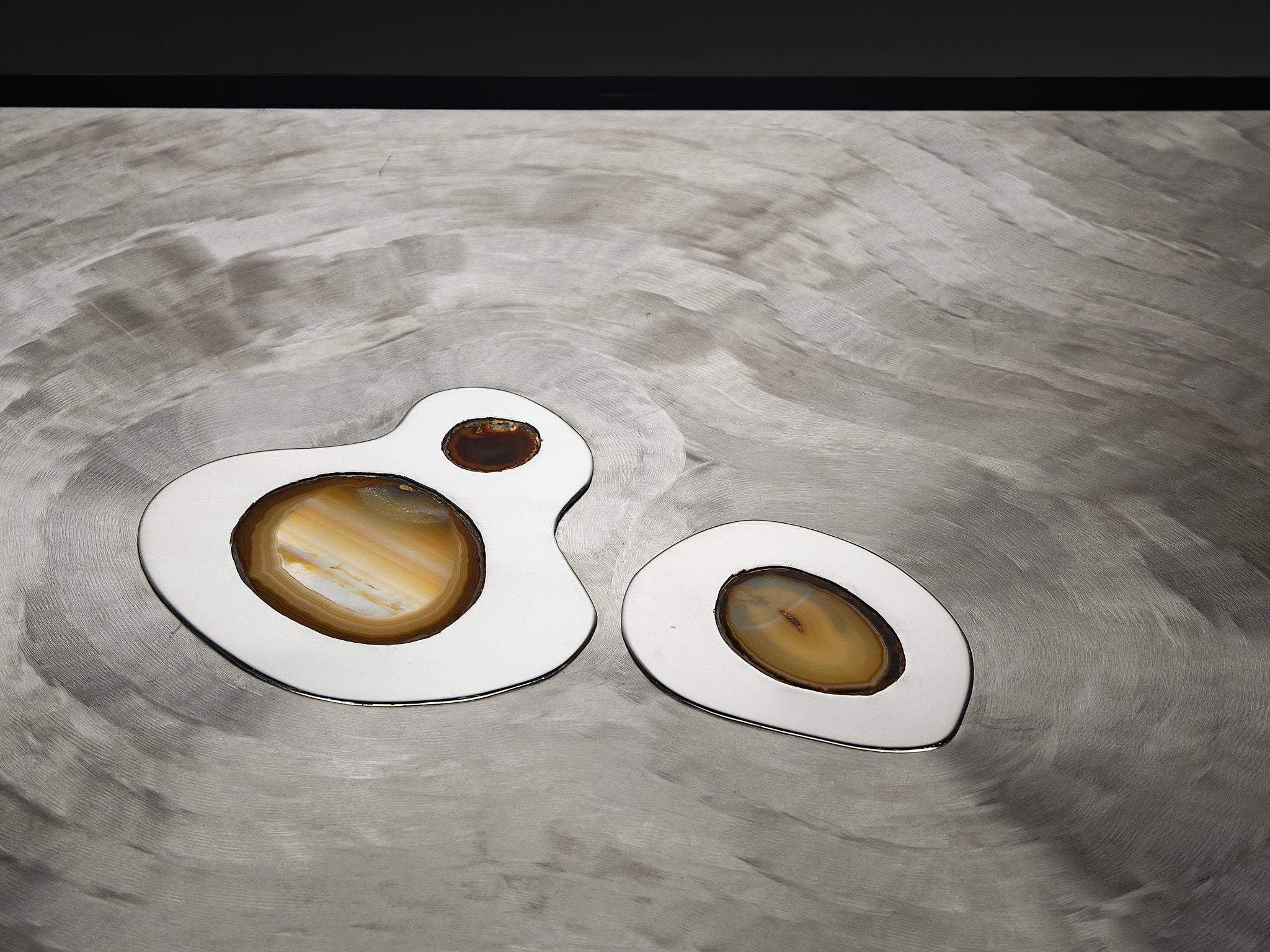 Jean Claude Dresse Coffee Table in Steel and Resin Inlayed with Agate