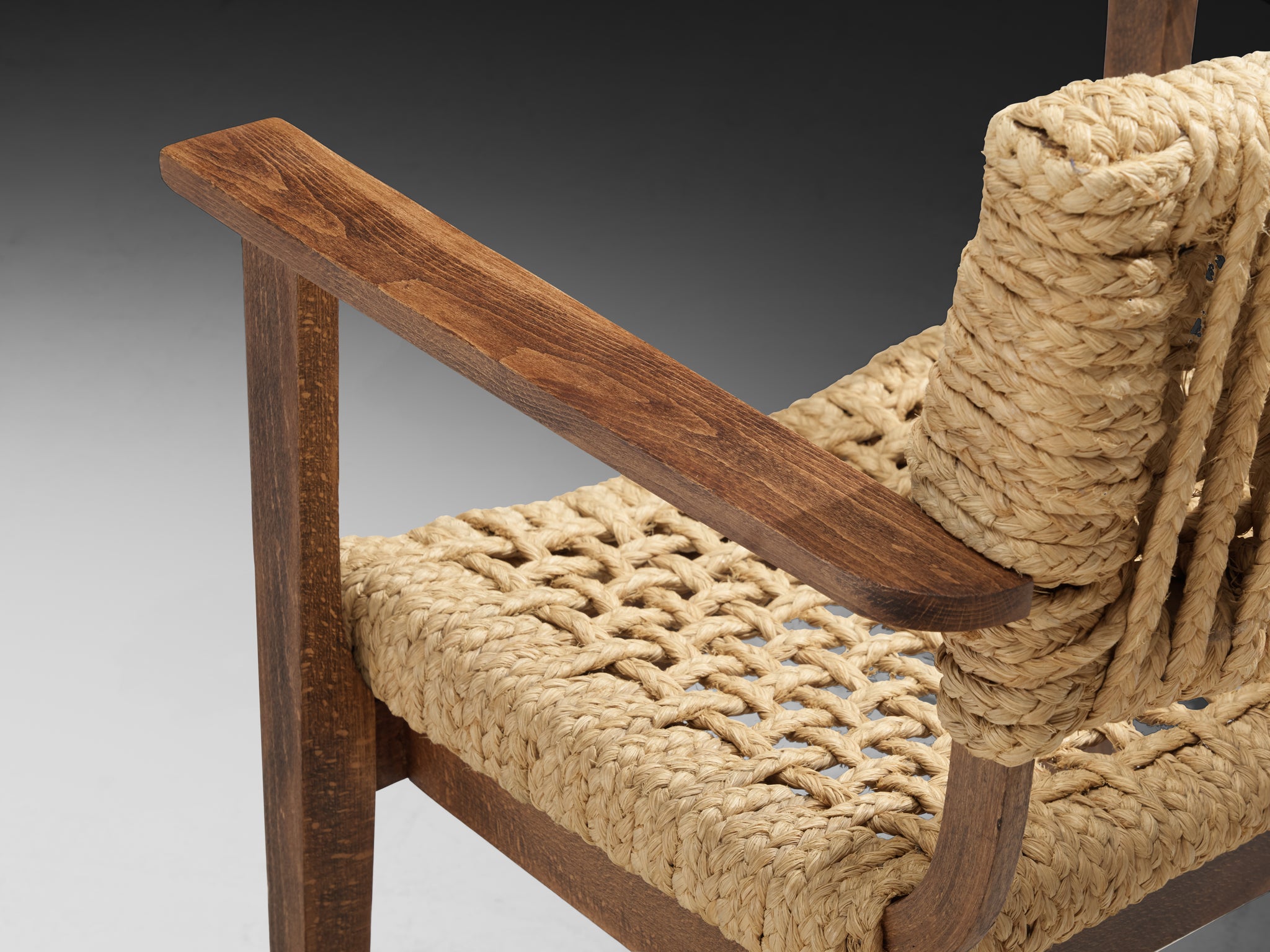 Adrien Audoux and Frida Minet for Vibo Set of Four Armchairs in Wicker Straw Seating Morentz