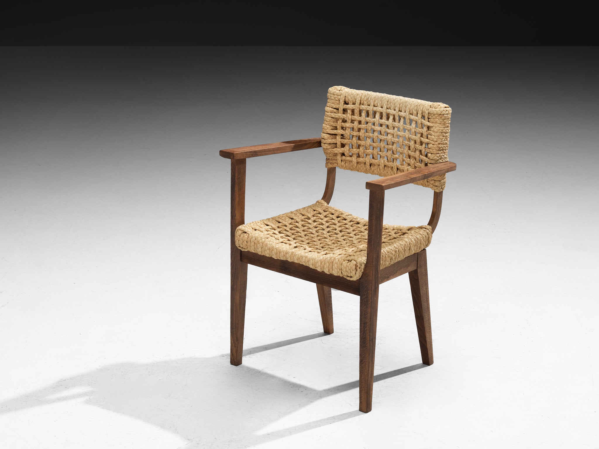 Adrien Audoux and Frida Minet for Vibo Set of Four Armchairs in Wicker Straw Seating Morentz