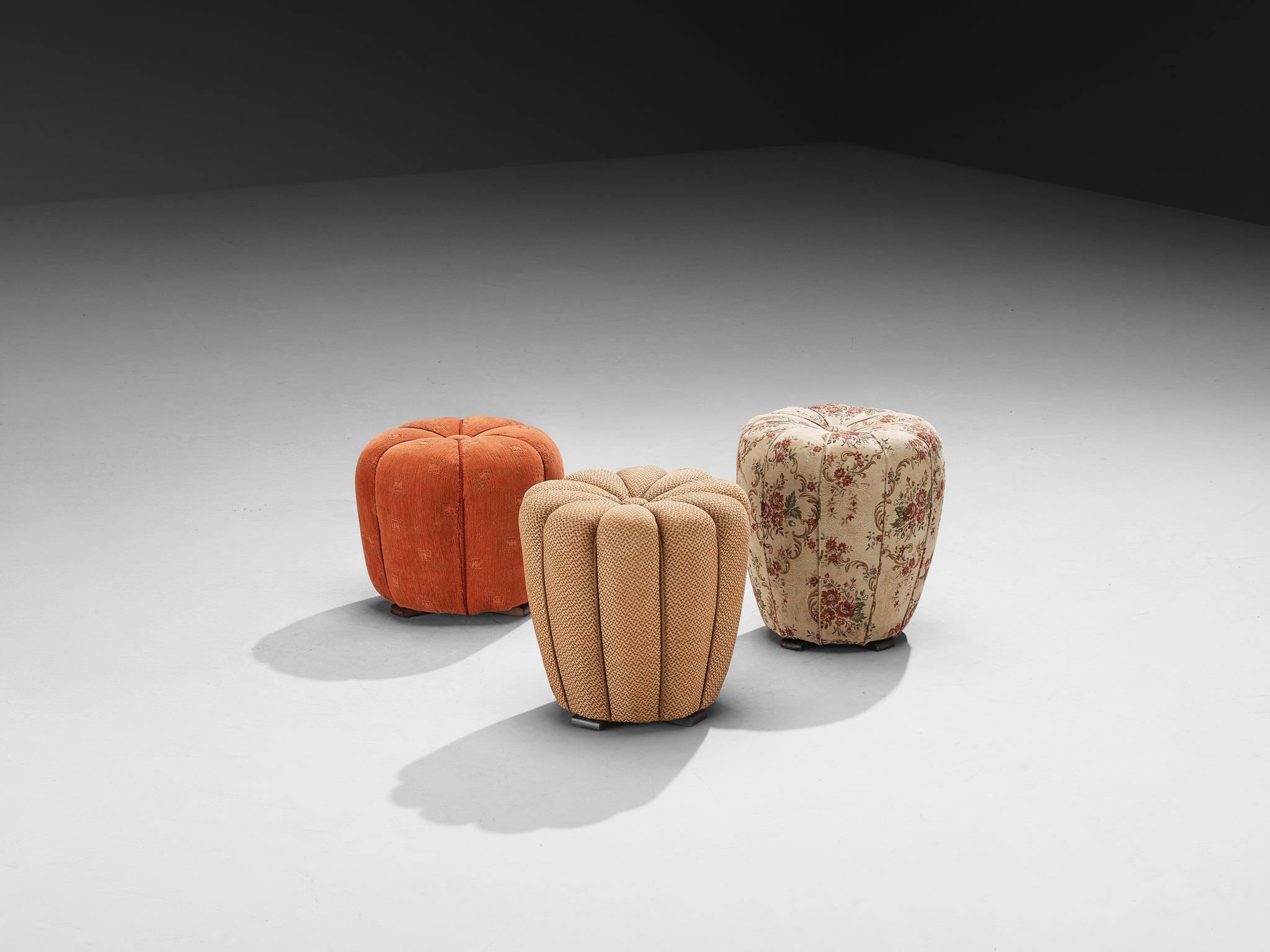 Jindrich Halabala Stools in Decorative Upholstery Seating Morentz