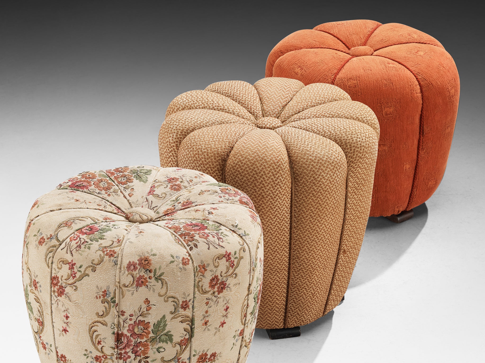 Jindrich Halabala Stools in Decorative Upholstery Seating Morentz