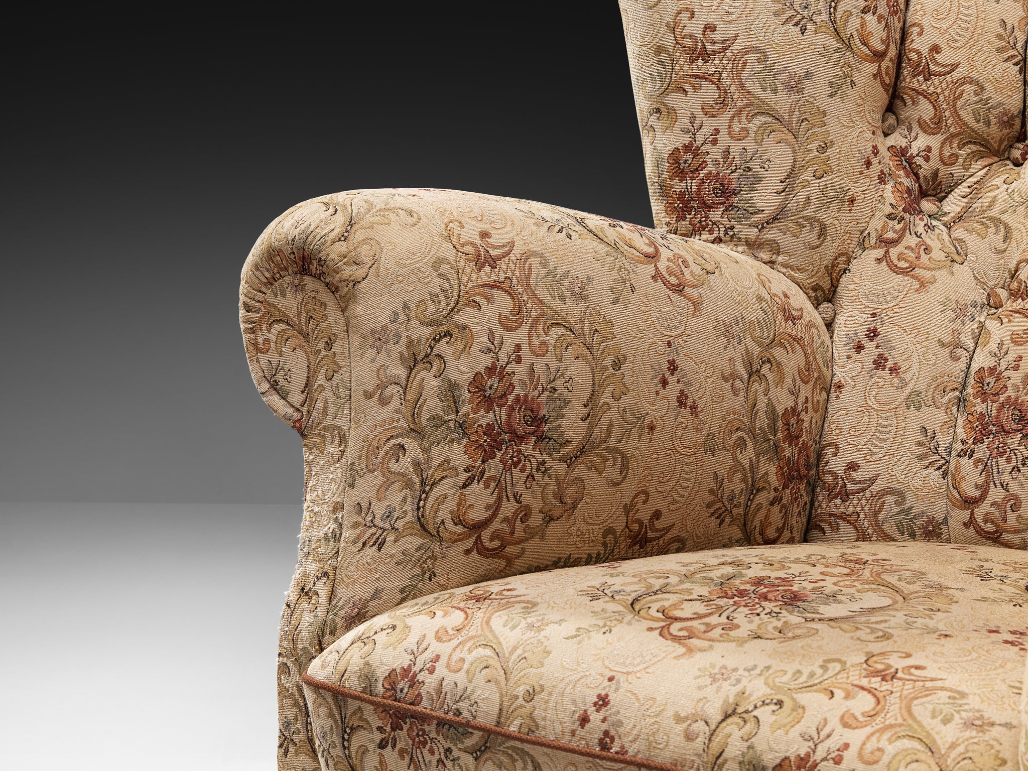 Mid-Century Bulky Lounge Chair in Patterned Upholstery Seating Morentz