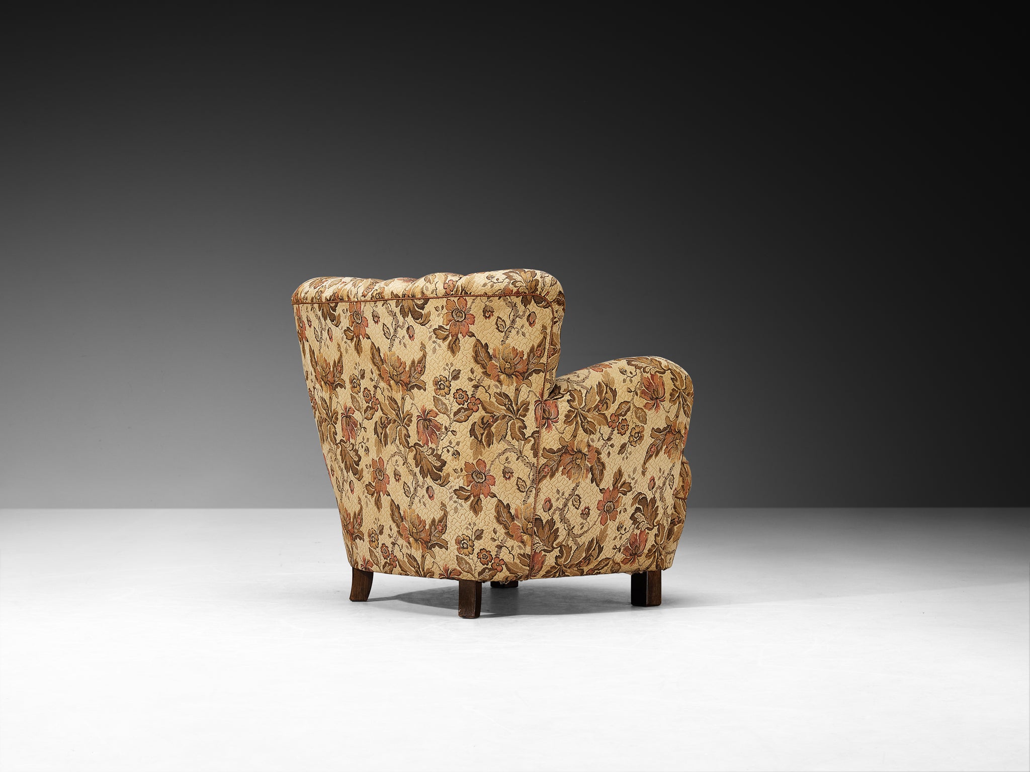 Pair of Mid-Century Lounge Chairs in Floral Upholstery Seating Morentz
