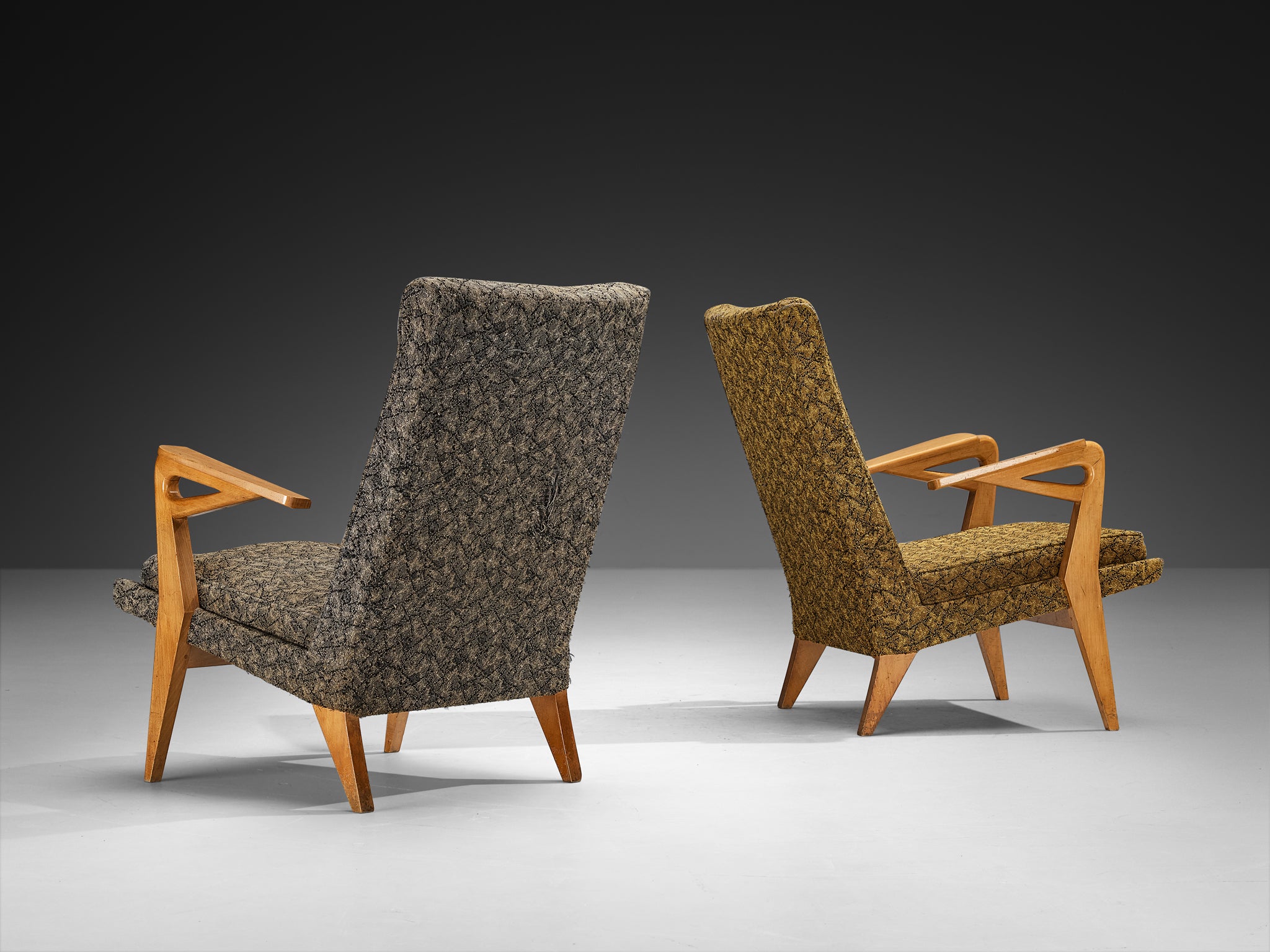 Mid-Century Lounge Chairs with Sculptural Wooden Frames Seating Morentz