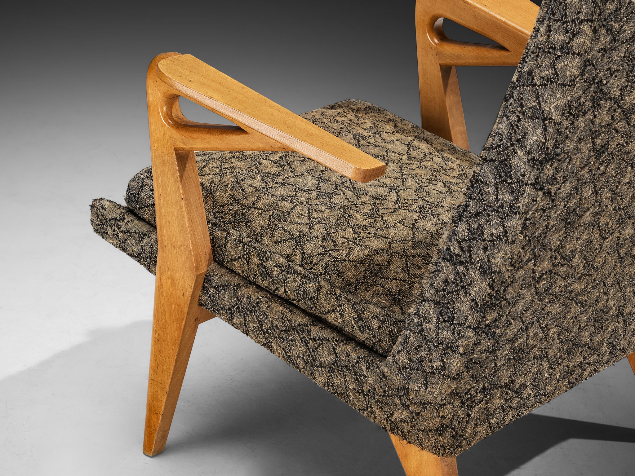 Mid-Century Lounge Chairs with Sculptural Wooden Frames Seating Morentz