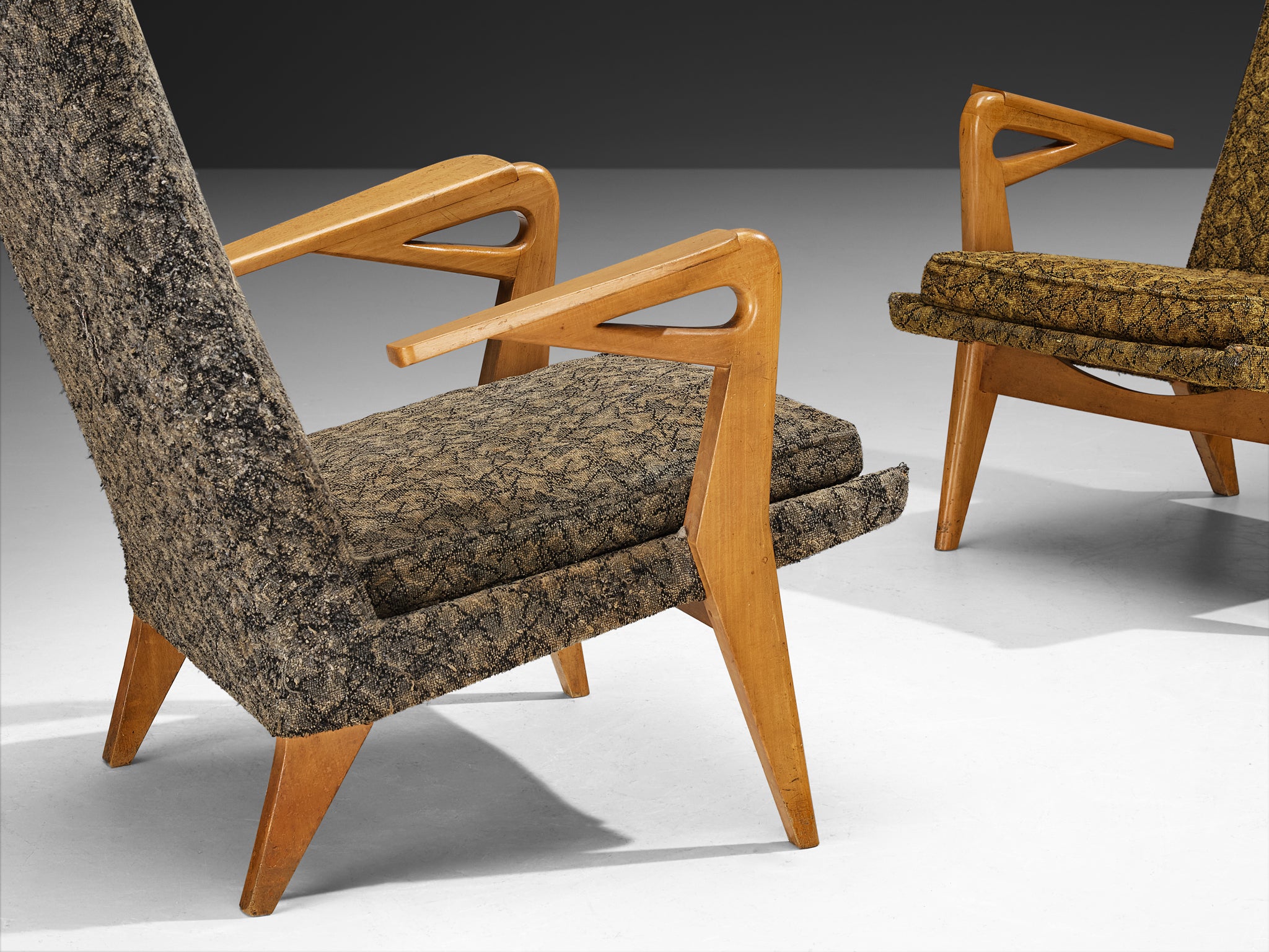 Mid-Century Lounge Chairs with Sculptural Wooden Frames Seating Morentz