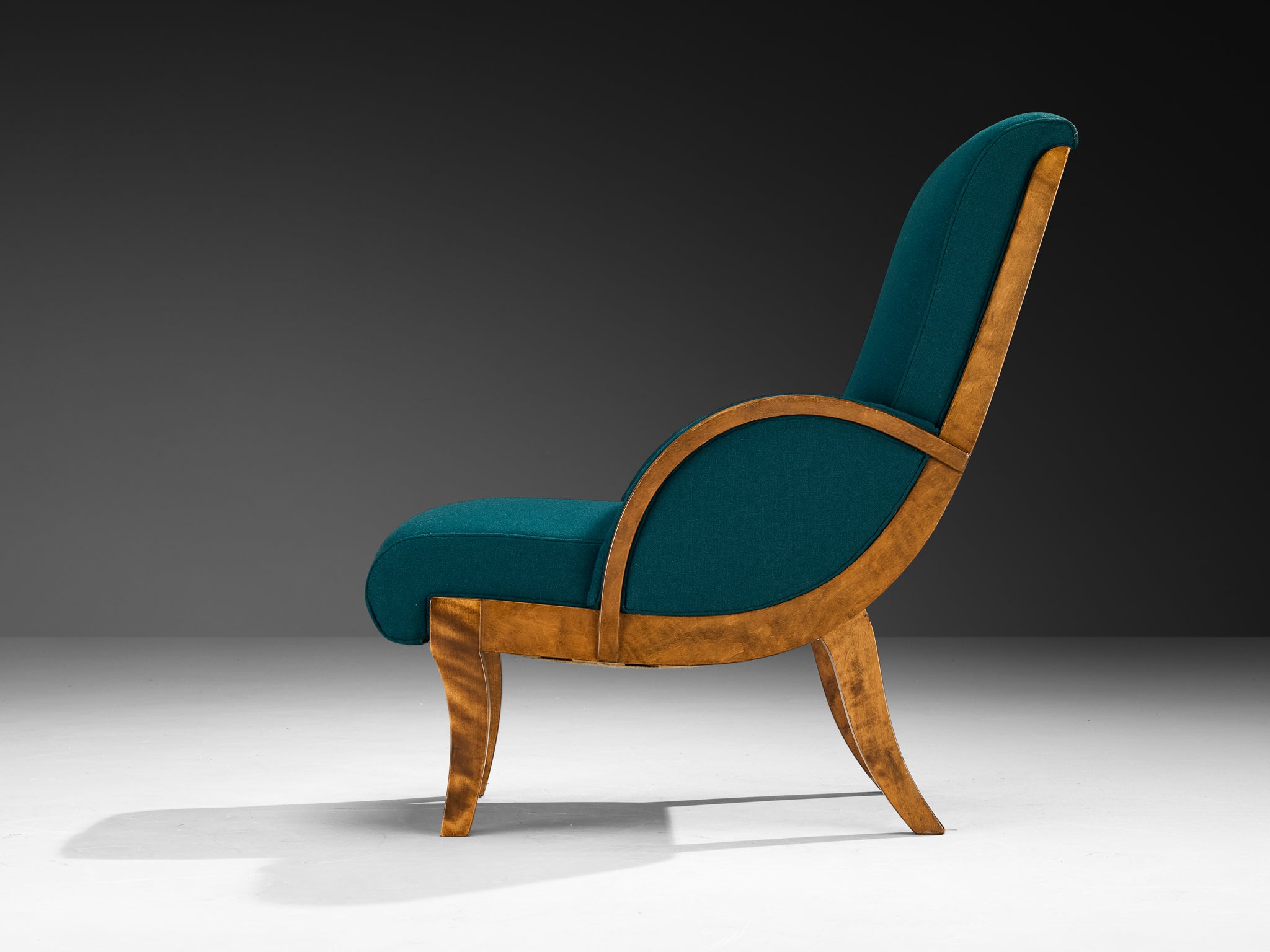 1930s Pair of Finnish Art Deco Curved Lounge Chairs in Birch Seating Morentz