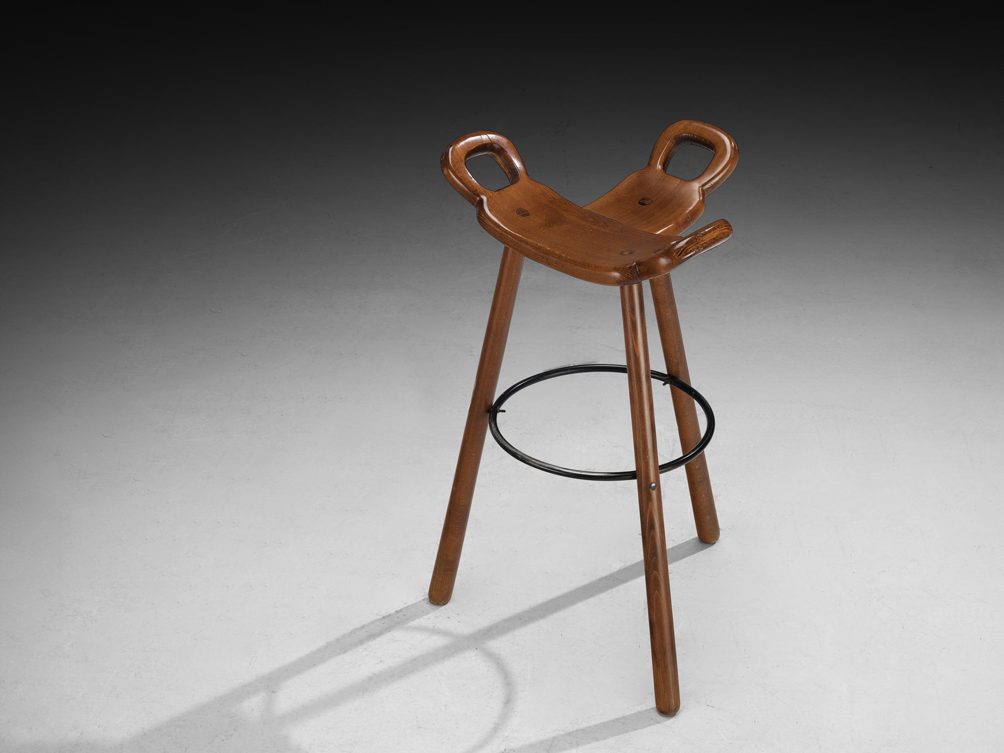 Brutalist Bar Stools in Dark Wood Seating Morentz